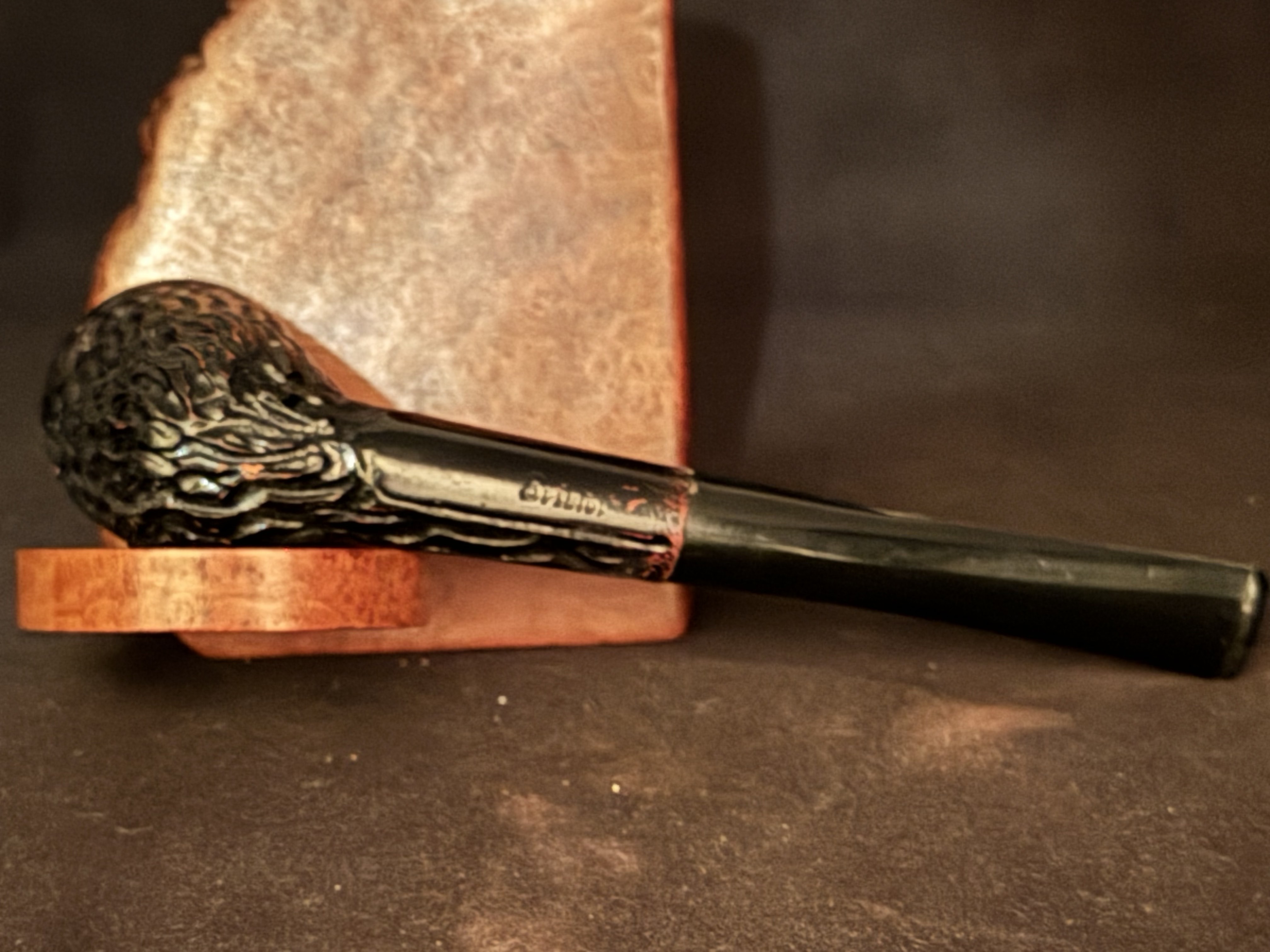 Straight Dublin Rustic Briar Estate Pipe - Stamped BRISTOL, Vulcanite Fishtail Stem 4