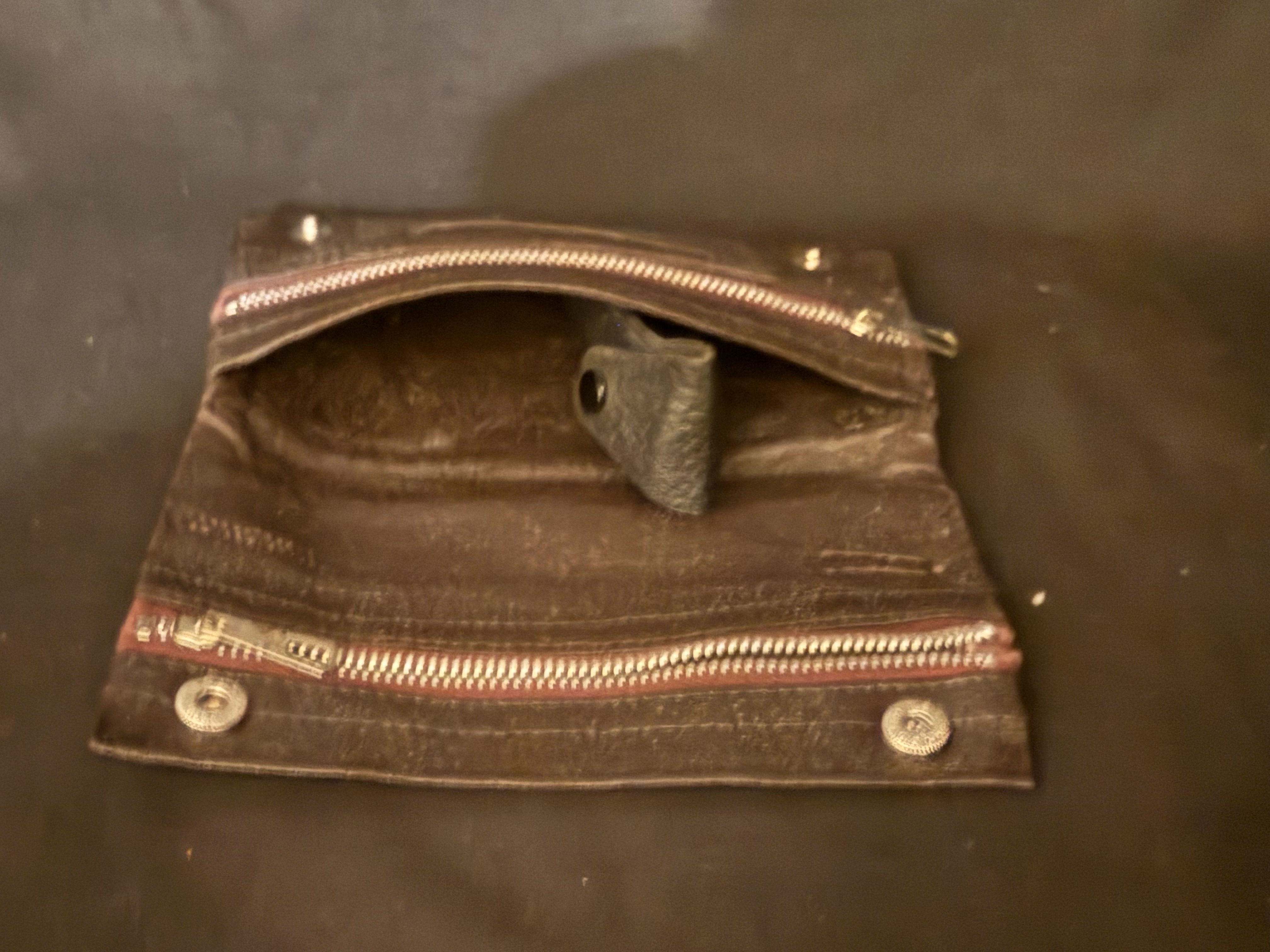 Soft Brown Leather Tobacco Pouch with One Large Tobacco Pocket and Two Zipper Pockets for Accessories 4