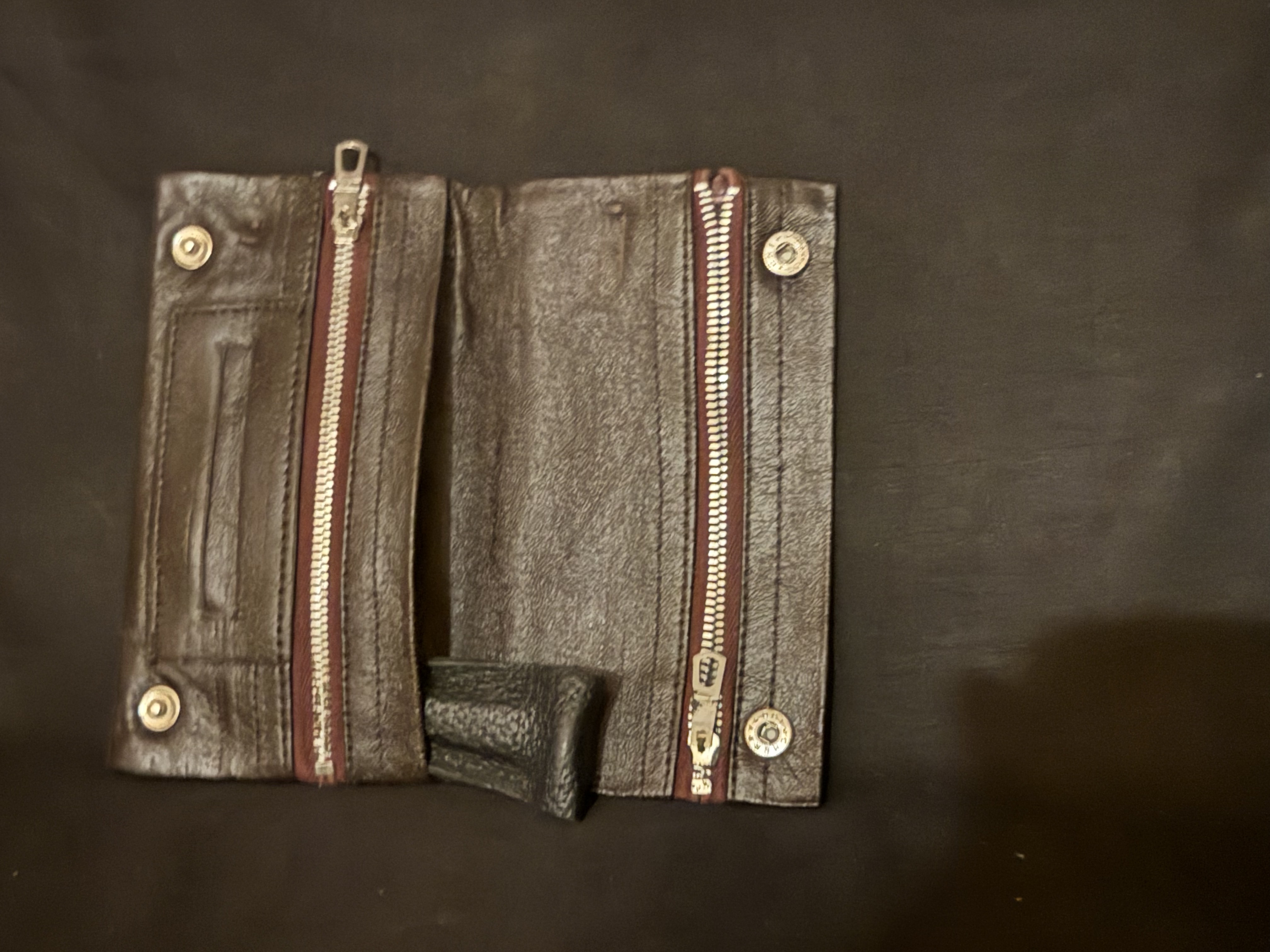 Soft Brown Leather Tobacco Pouch with One Large Tobacco Pocket and Two Zipper Pockets for Accessories 6