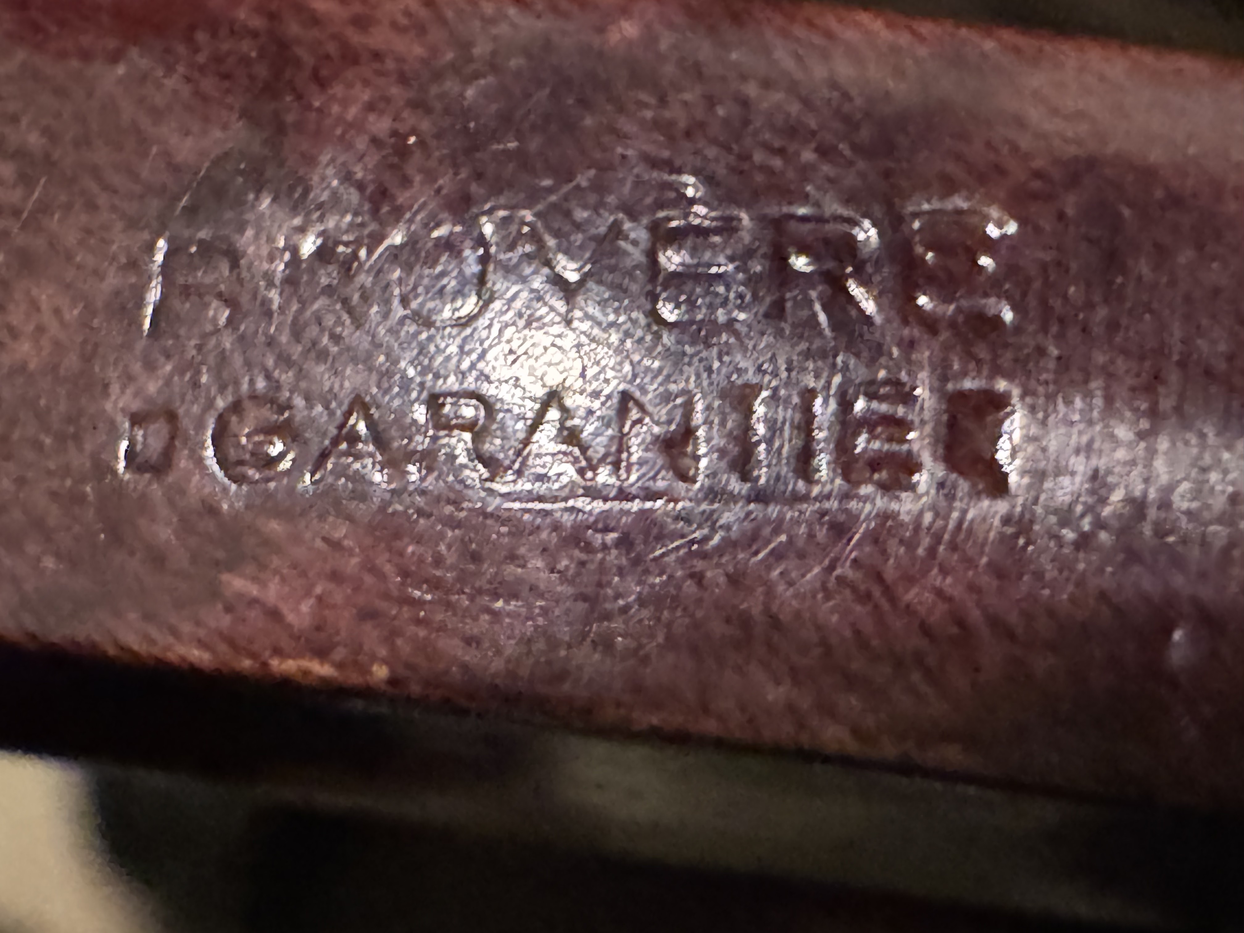 Smooth Straight Hexagonal Bowl Estate Pipe - Bruyere Garantie Stamp, Nylon Diamond Fishtail Stem, Size 1 7