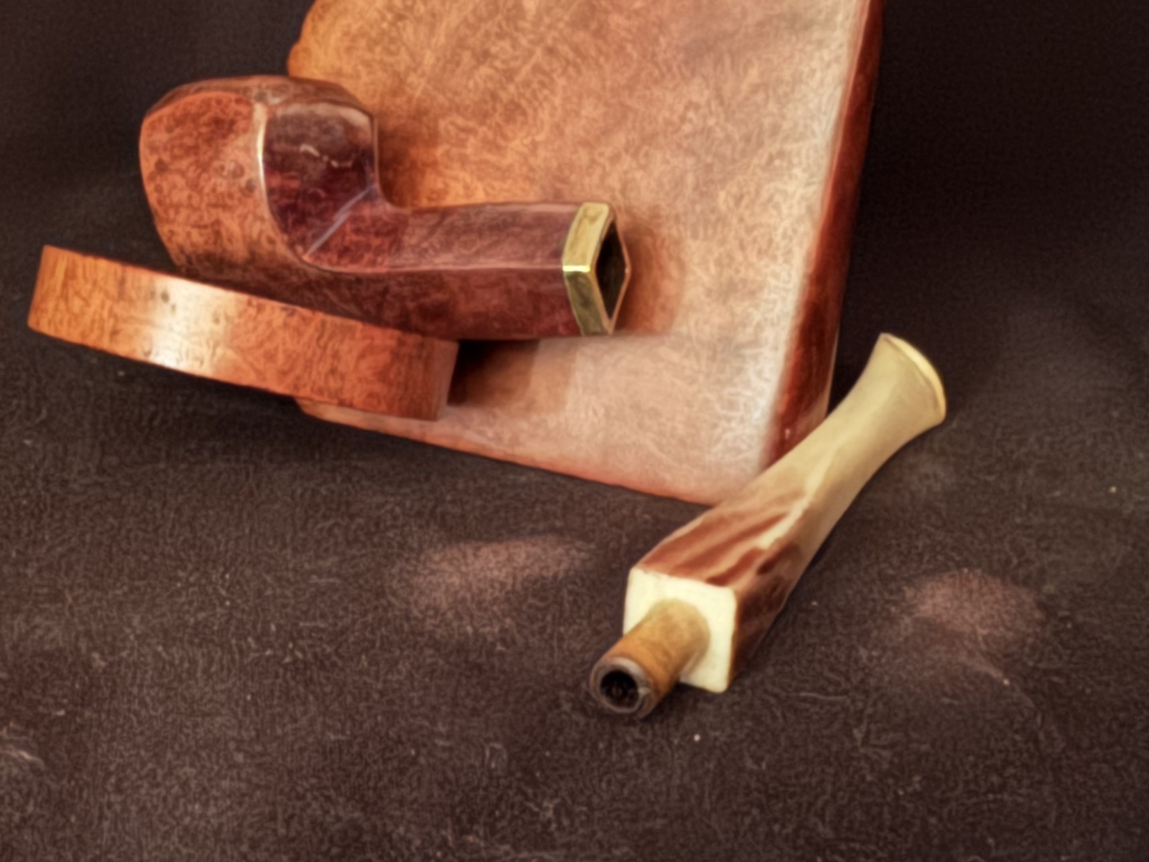 Smooth Straight Hexagonal Bowl Estate Pipe - Bruyere Garantie Stamp, Nylon Diamond Fishtail Stem, Size 1 10