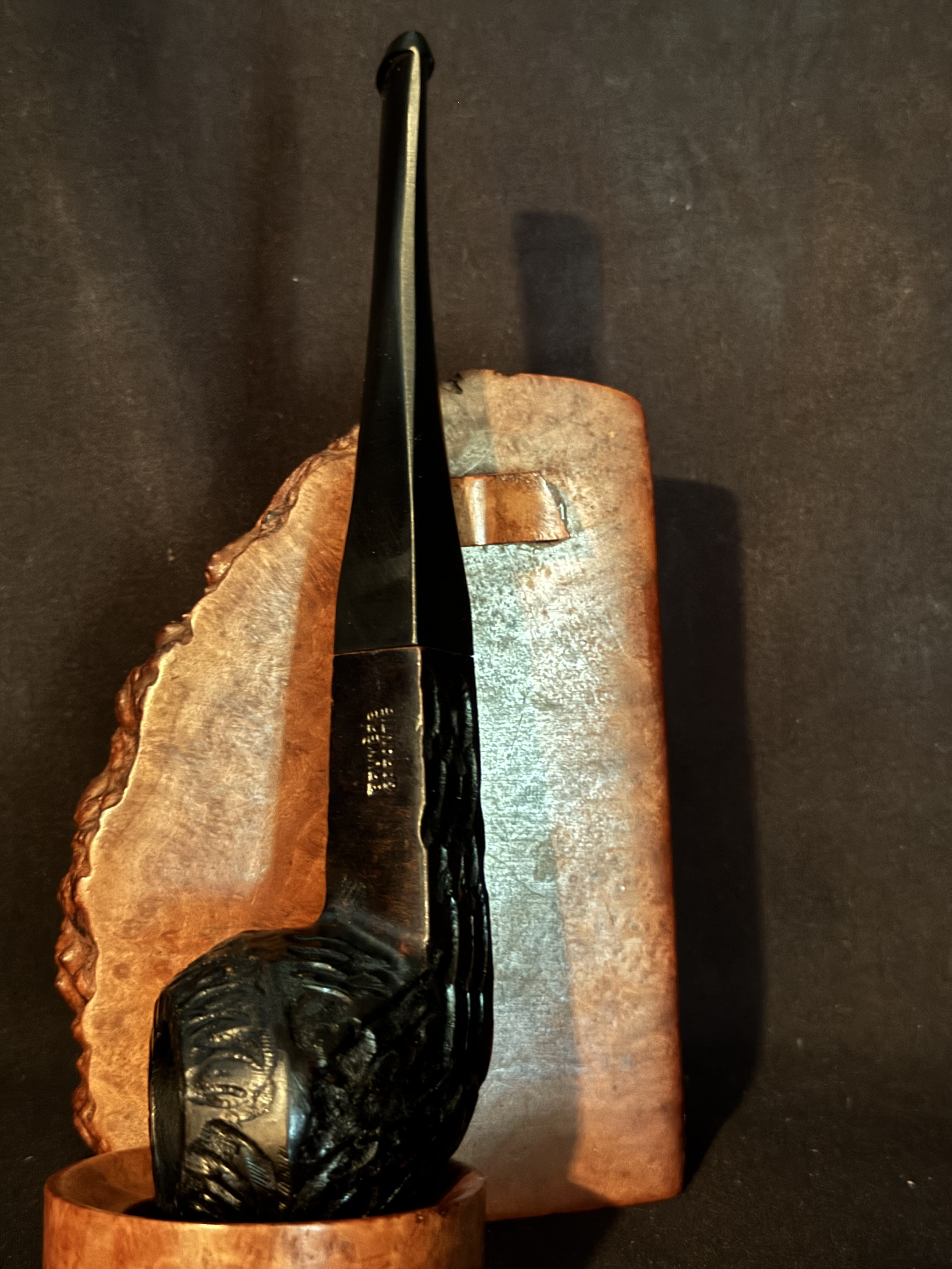 Bruyere Garantie Rusticated Straight Bulldog Pipe - Vulcanite Diamond Stem, Unsmoked New Old Stock 2