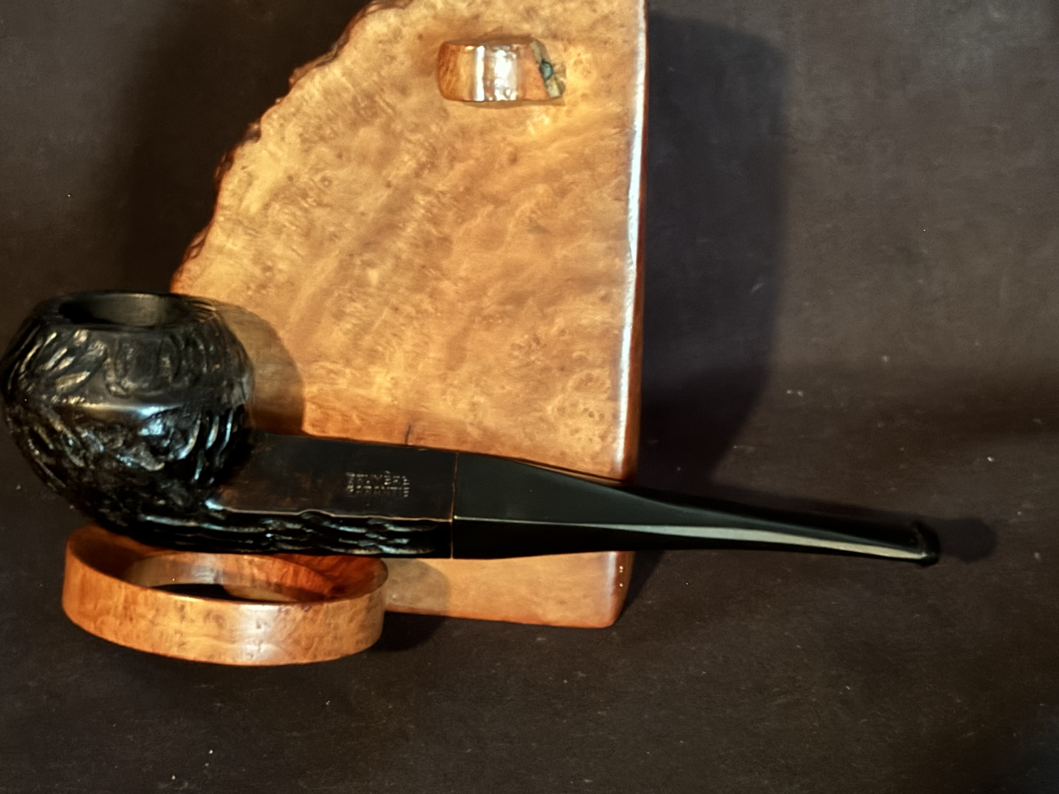 Bruyere Garantie Rusticated Straight Bulldog Pipe - Vulcanite Diamond Stem, Unsmoked New Old Stock 3