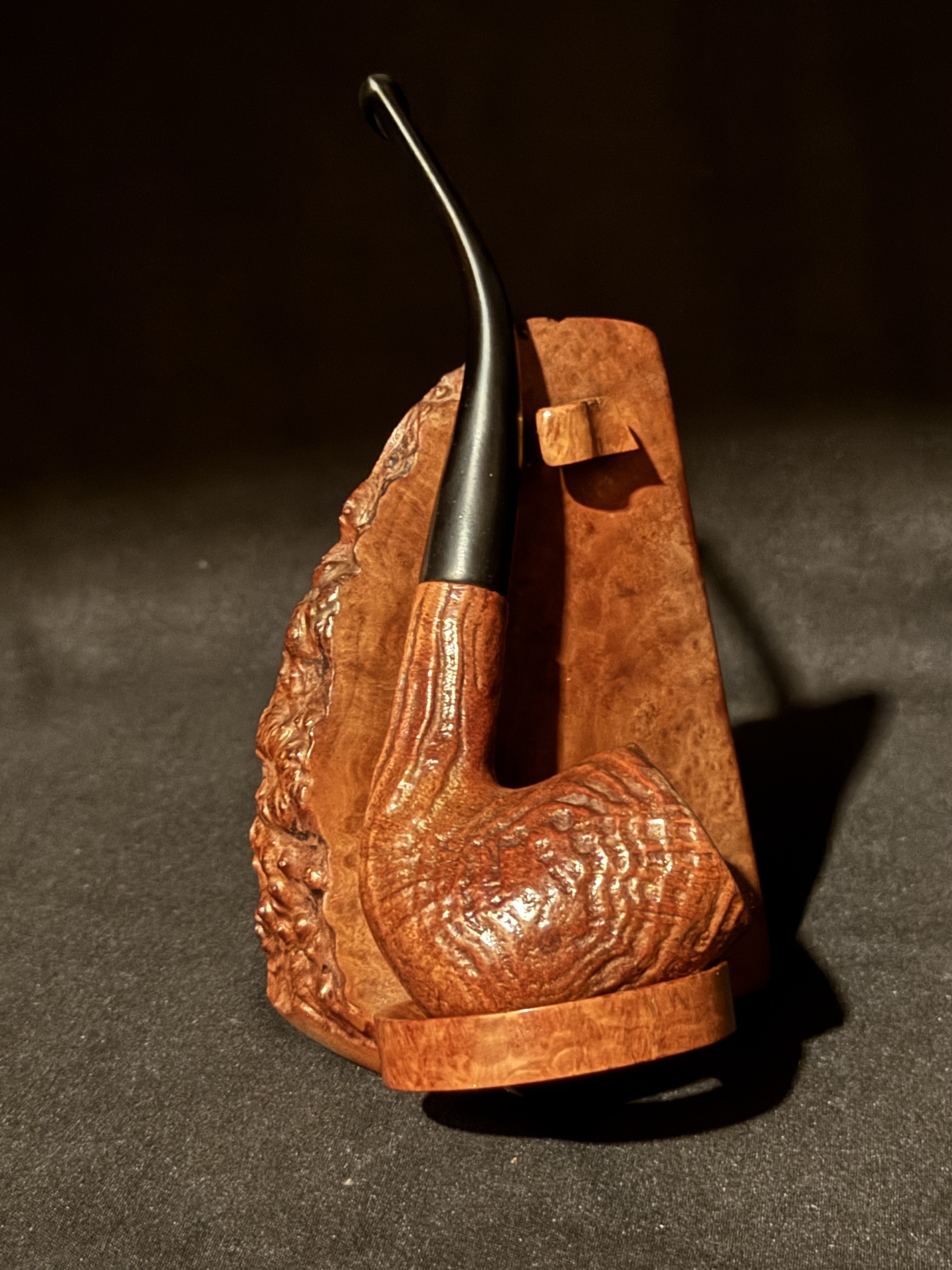 Bruyere Garantie Sandblast Bent Billiard Vulcanite Estate Pipe 2