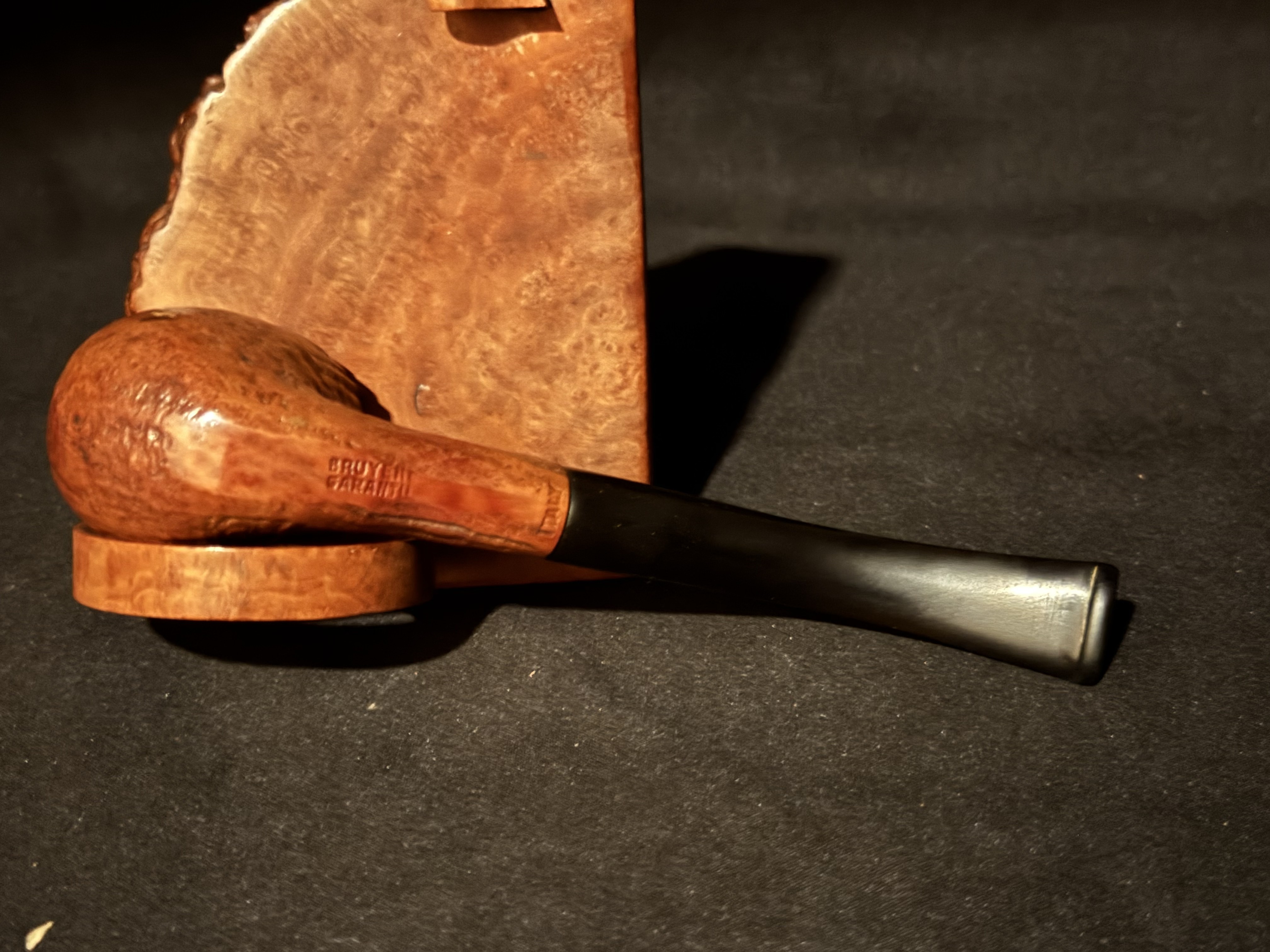 Bruyere Garantie Sandblast Bent Billiard Vulcanite Estate Pipe 6