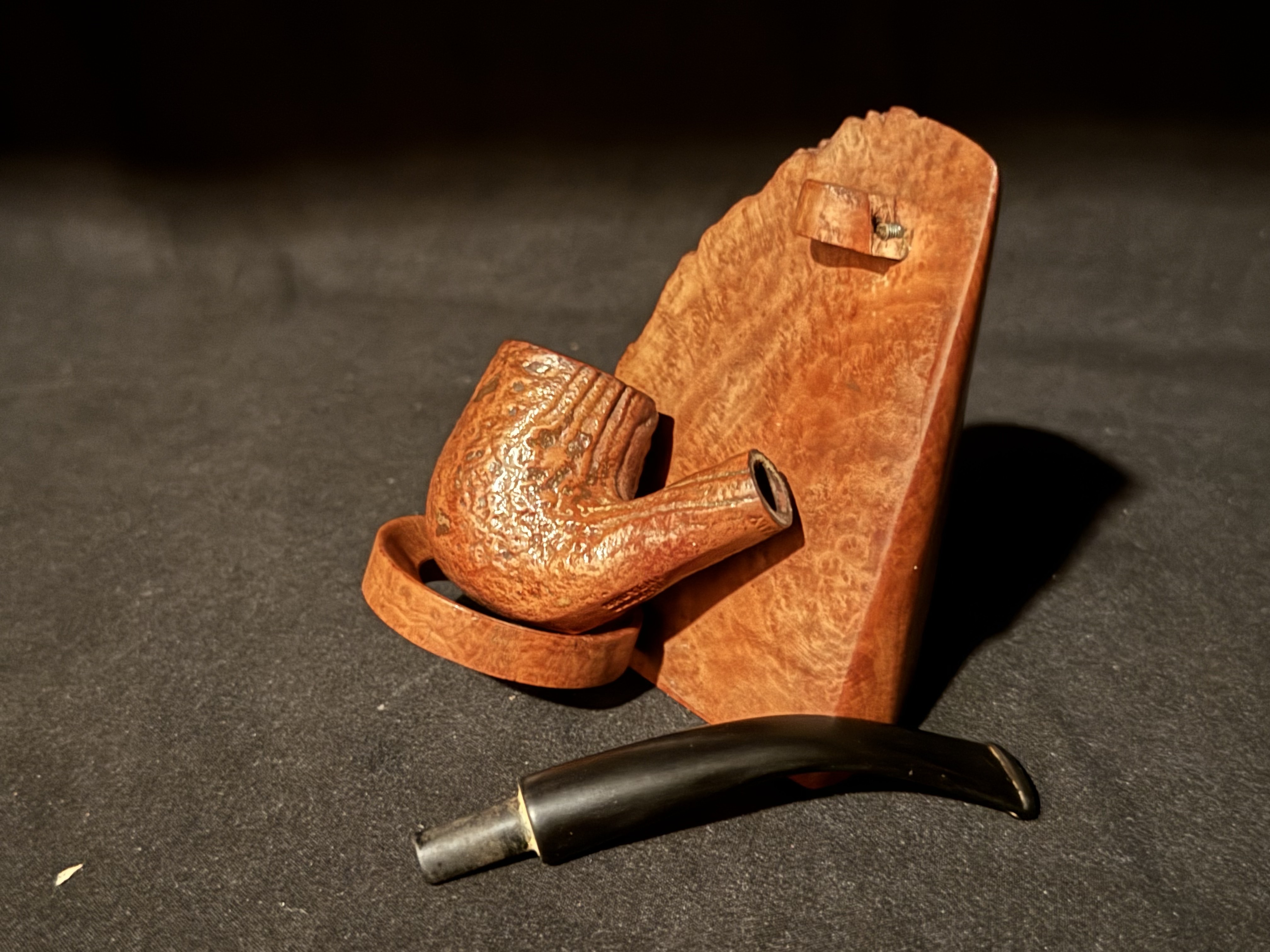 Bruyere Garantie Sandblast Bent Billiard Vulcanite Estate Pipe 9