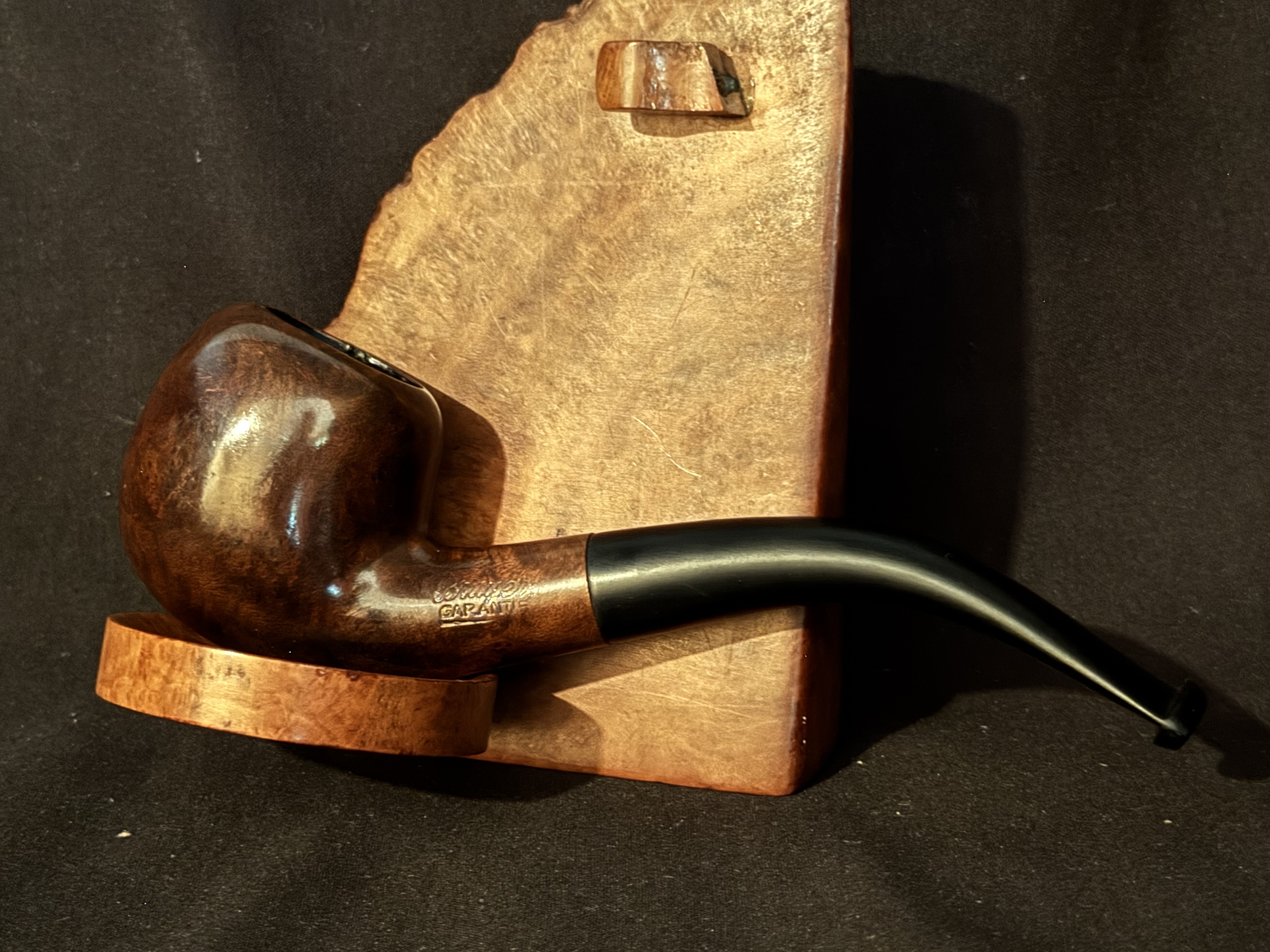 Bruyere Garantie Smooth Bent Oval Bowl Briar Estate Pipe with Vulcanite Fishtail Stem, Unsmoked 10