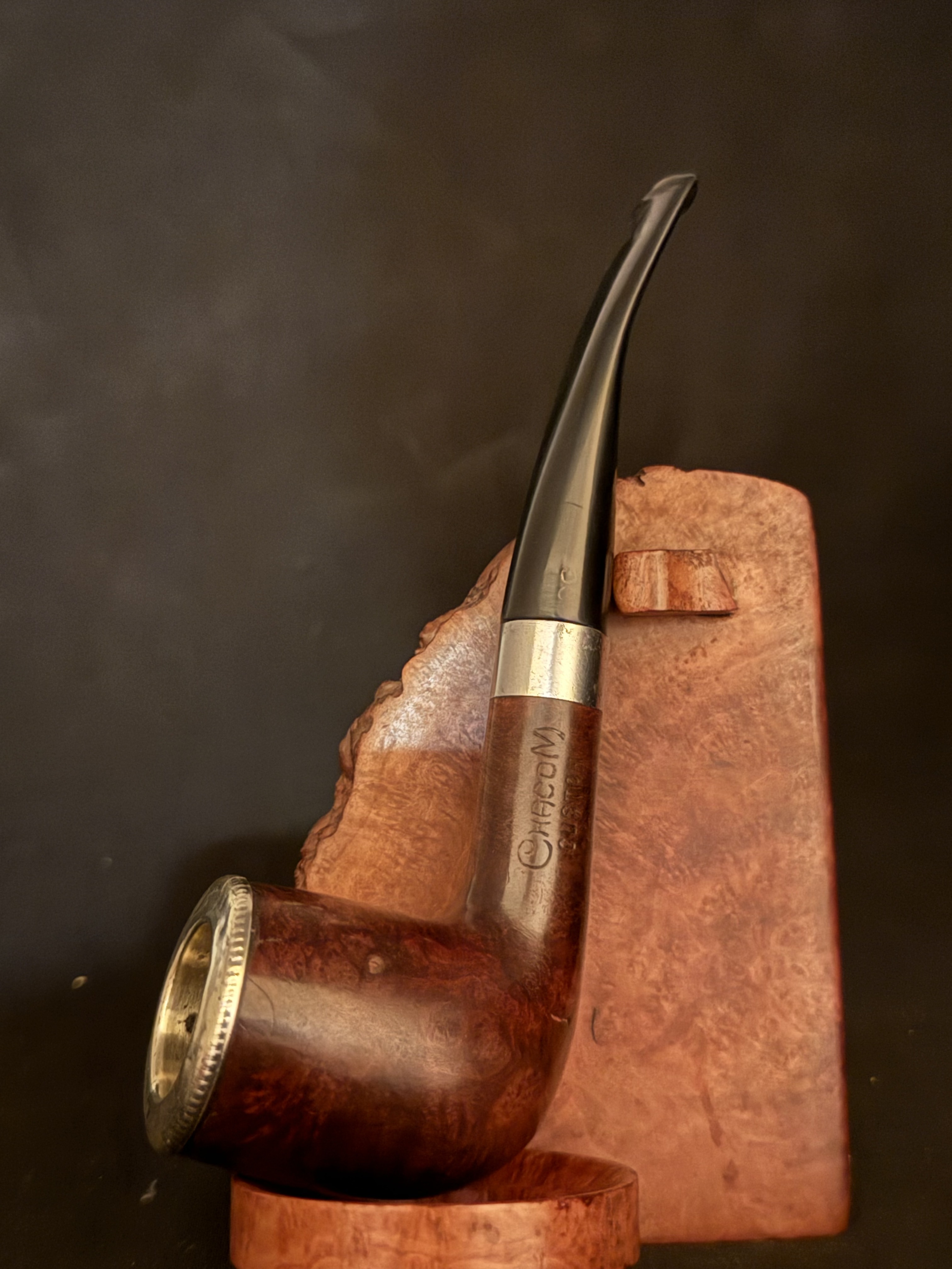 Chacom Custom 913 Billiard Pipe, Silver Rim Cap, Fishtail Bit, Box and Sleeve