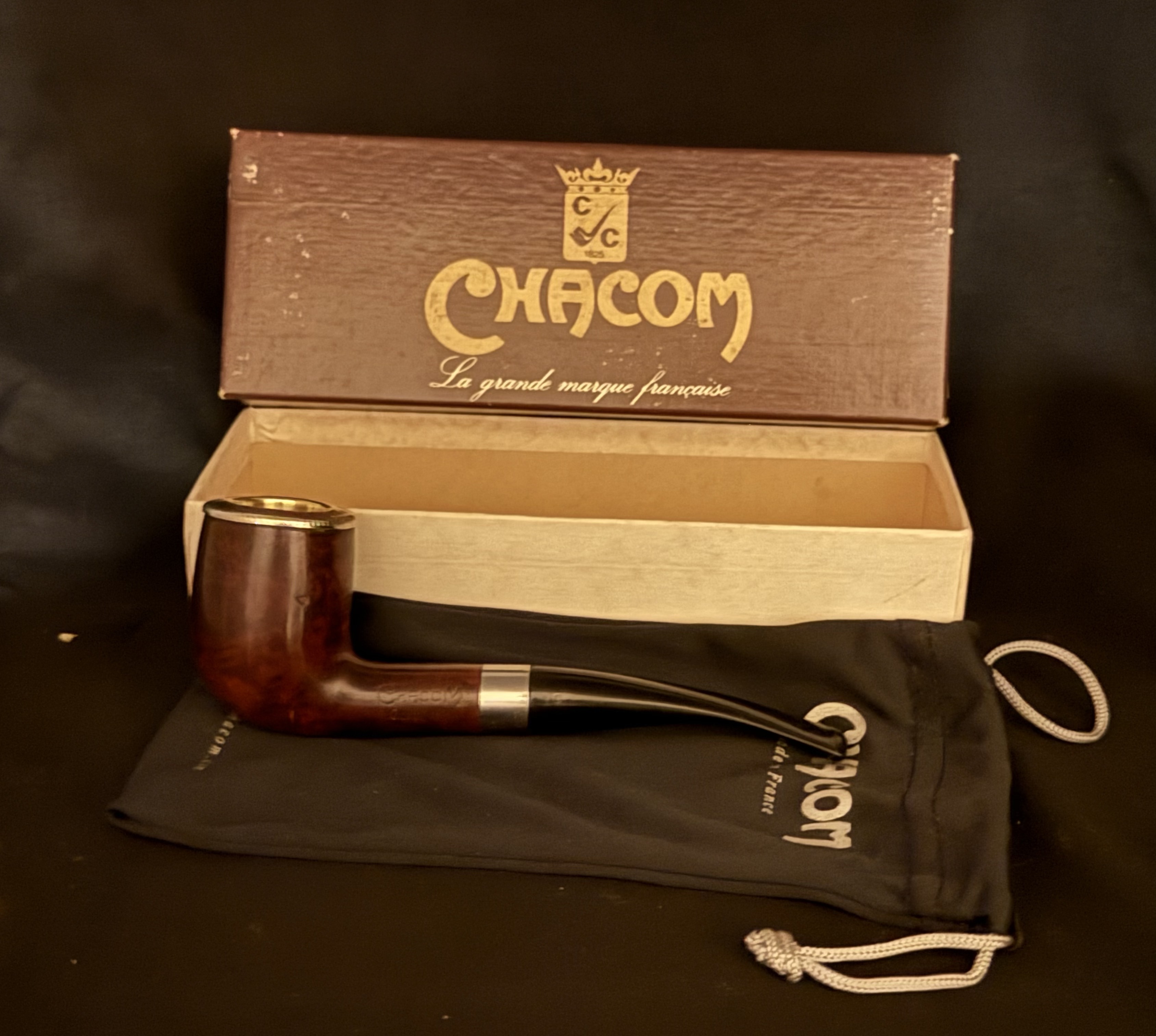 Chacom Custom 913 Billiard Pipe, Silver Rim Cap, Fishtail Bit, Box and Sleeve 13