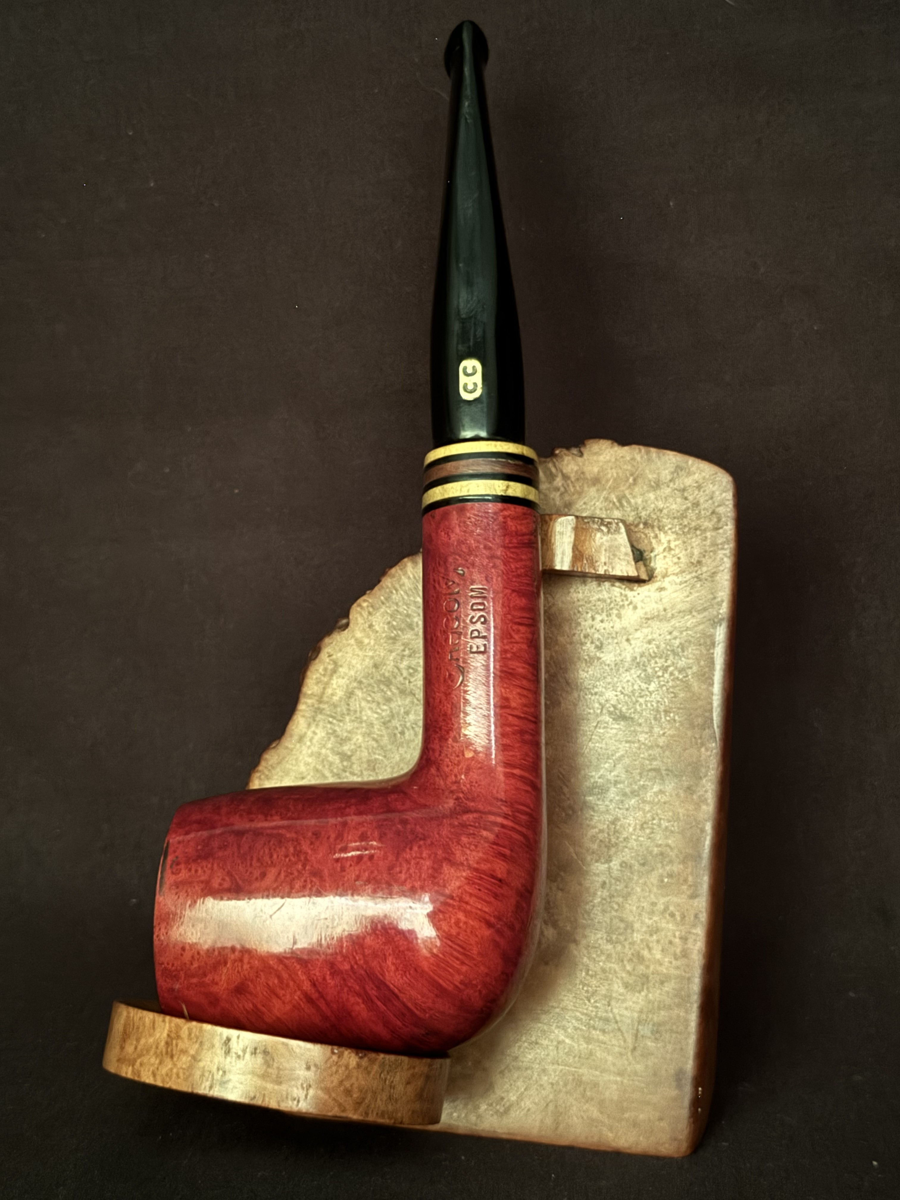 Chacom Epsom 944 Reddish Smooth Straight Billiard Estate Pipe - Acrylic Army Mount, 9mm Filter