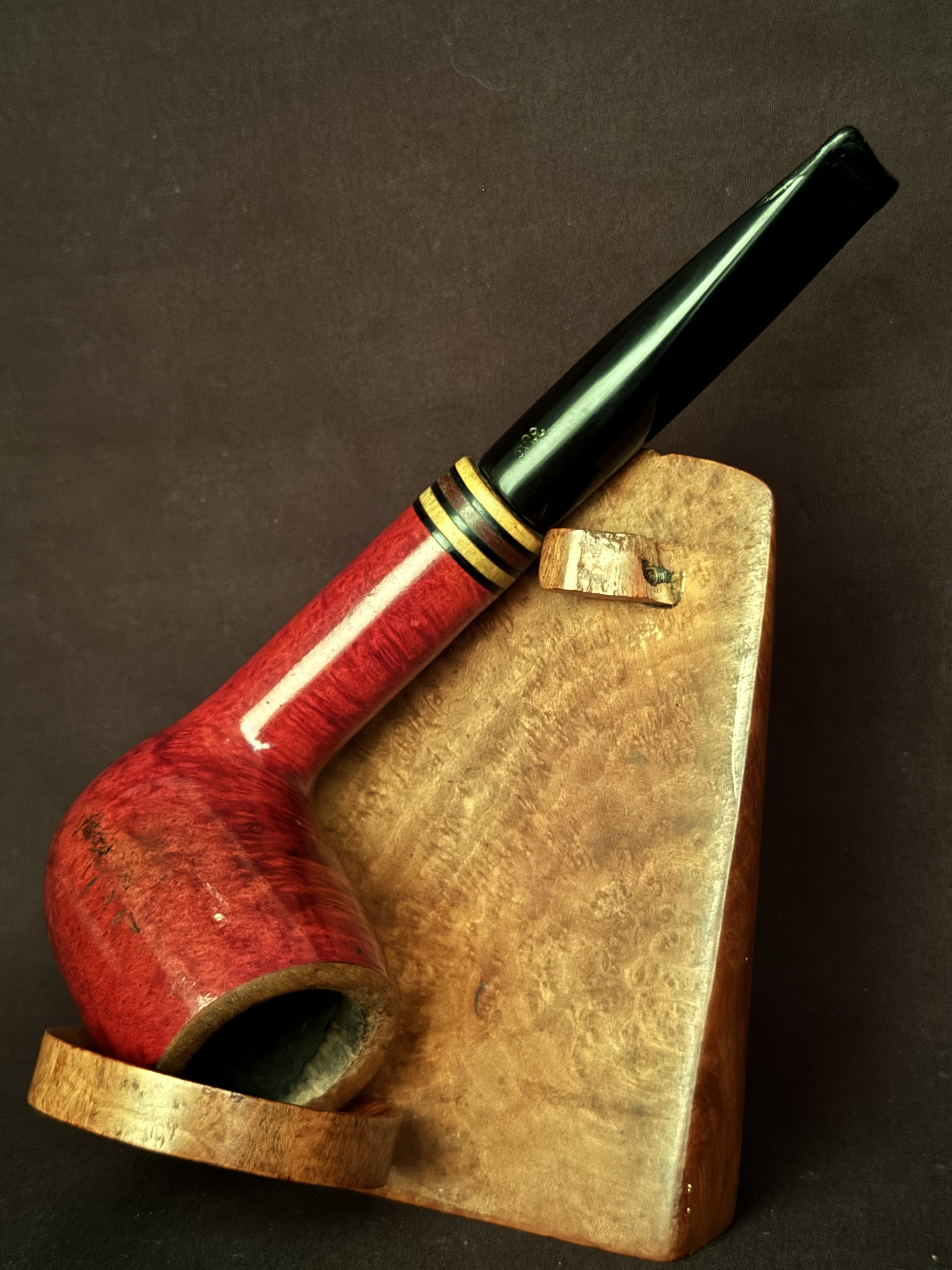 Chacom Epsom 944 Reddish Smooth Straight Billiard Estate Pipe - Acrylic Army Mount, 9mm Filter 2