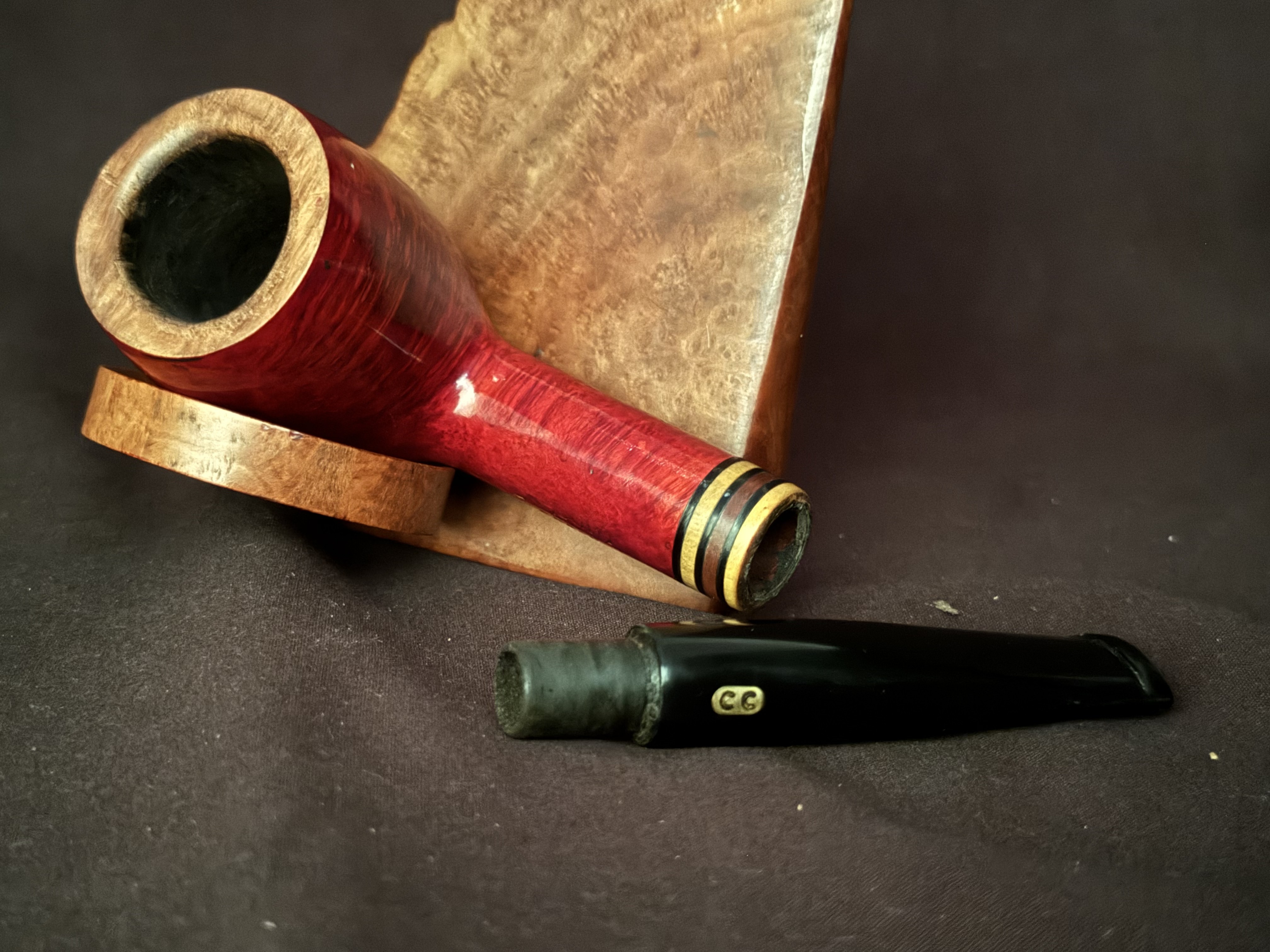 Chacom Epsom 944 Reddish Smooth Straight Billiard Estate Pipe - Acrylic Army Mount, 9mm Filter 12