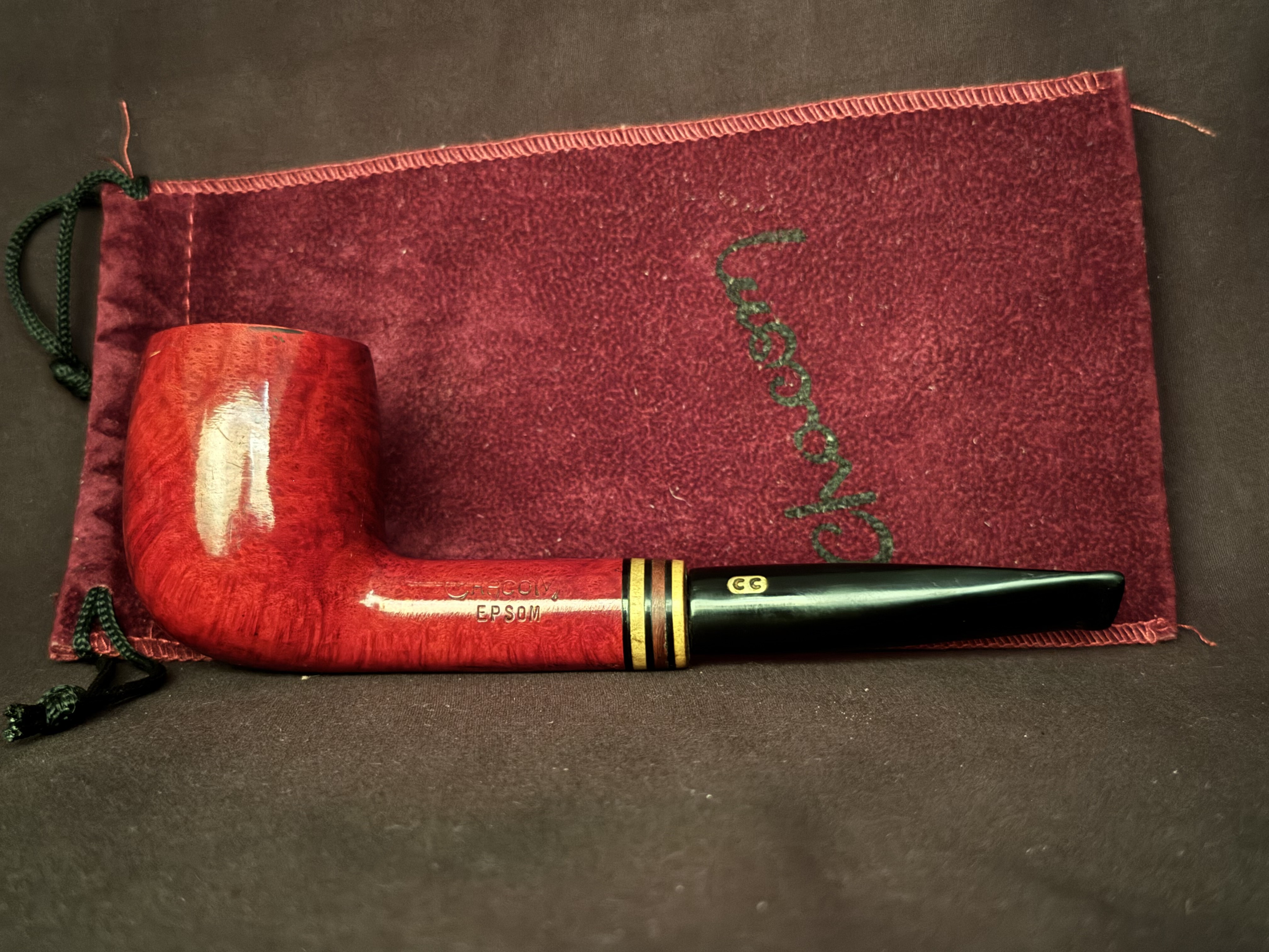 Chacom Epsom 944 Reddish Smooth Straight Billiard Estate Pipe - Acrylic Army Mount, 9mm Filter 3