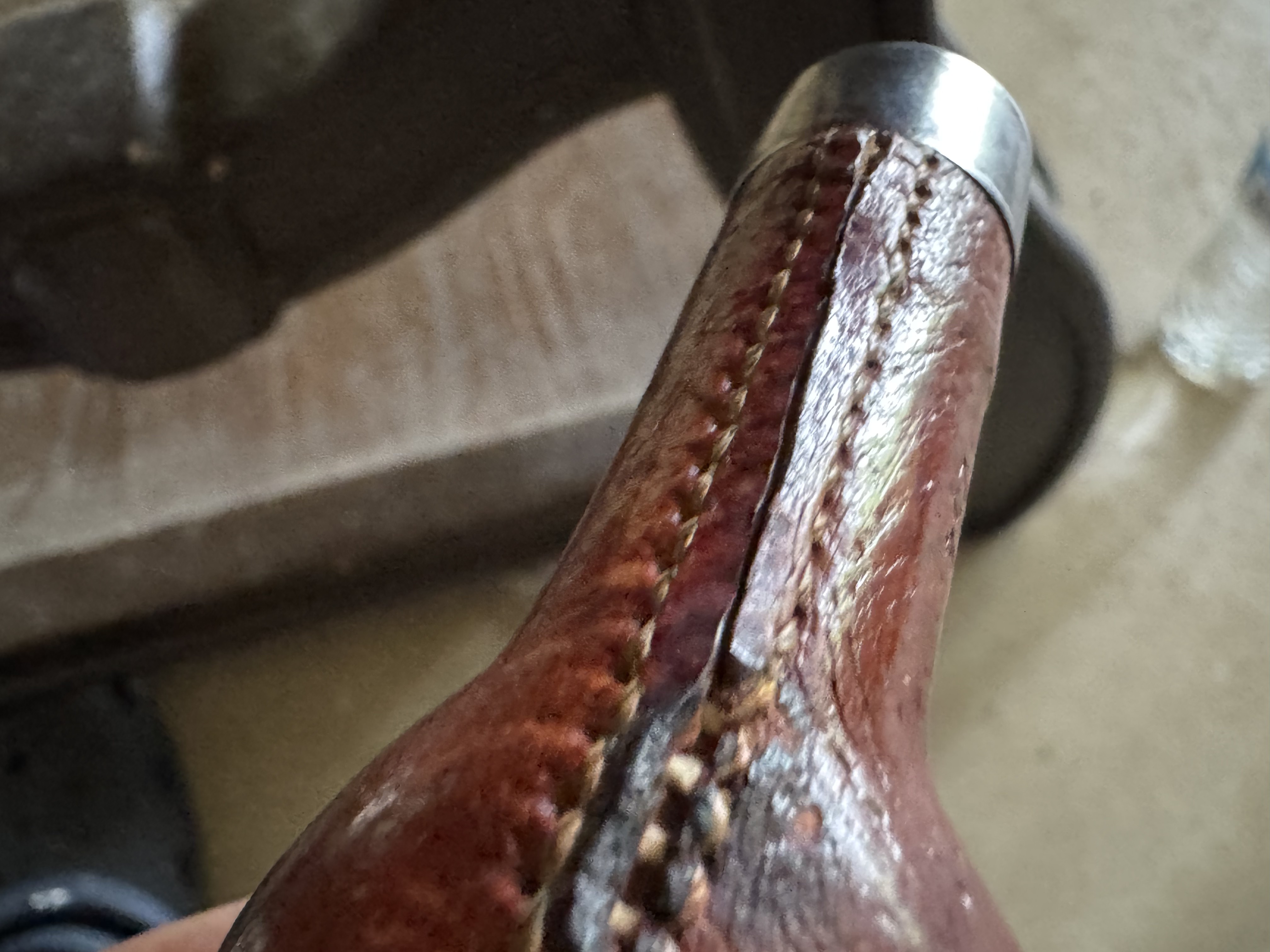 Chap Smooth Leather Cladding Straight Billiard Estate Pipe, Vulcanite Stem 7