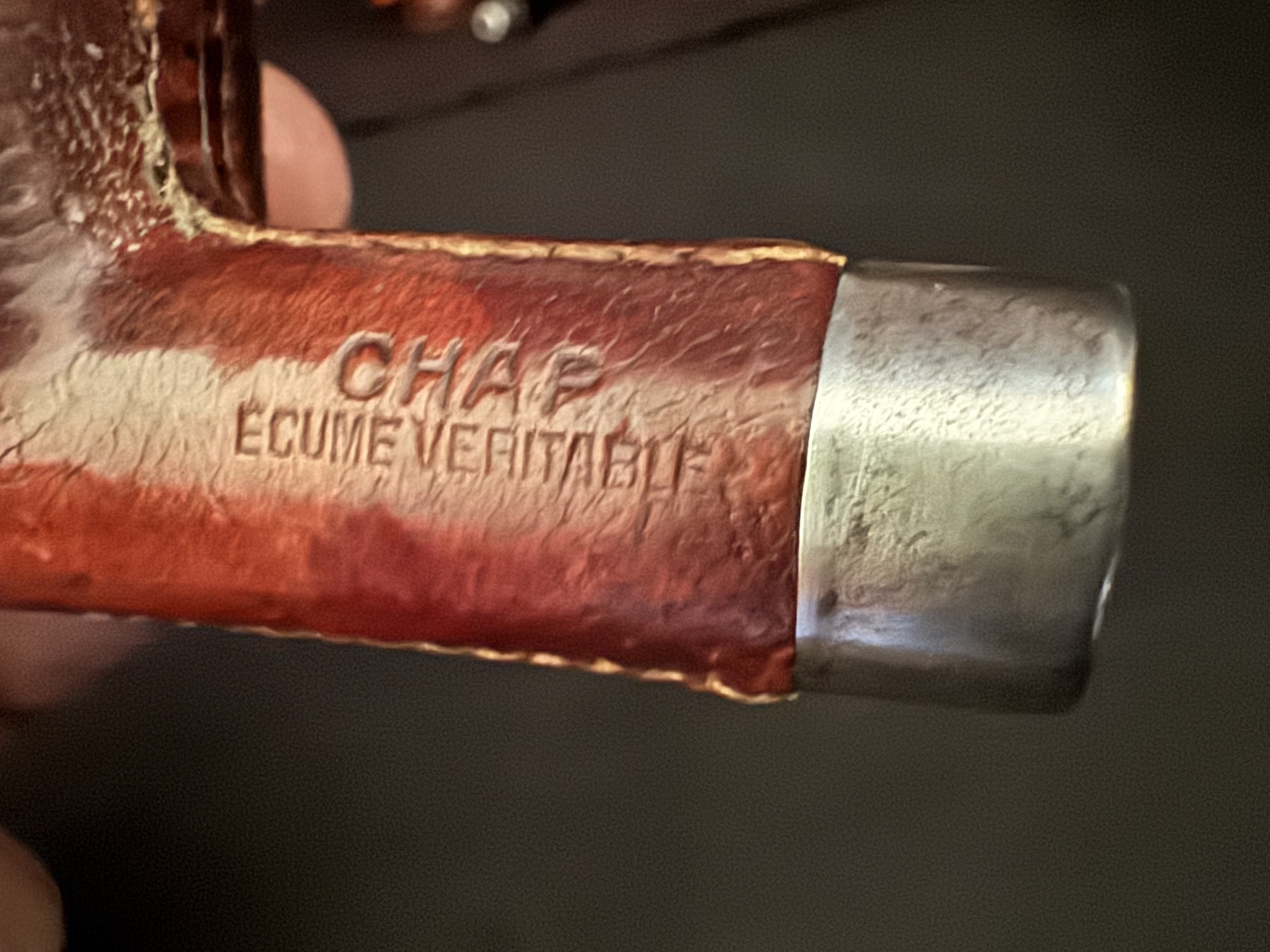 Chap Smooth Leather Cladding Straight Billiard Estate Pipe, Vulcanite Stem 8