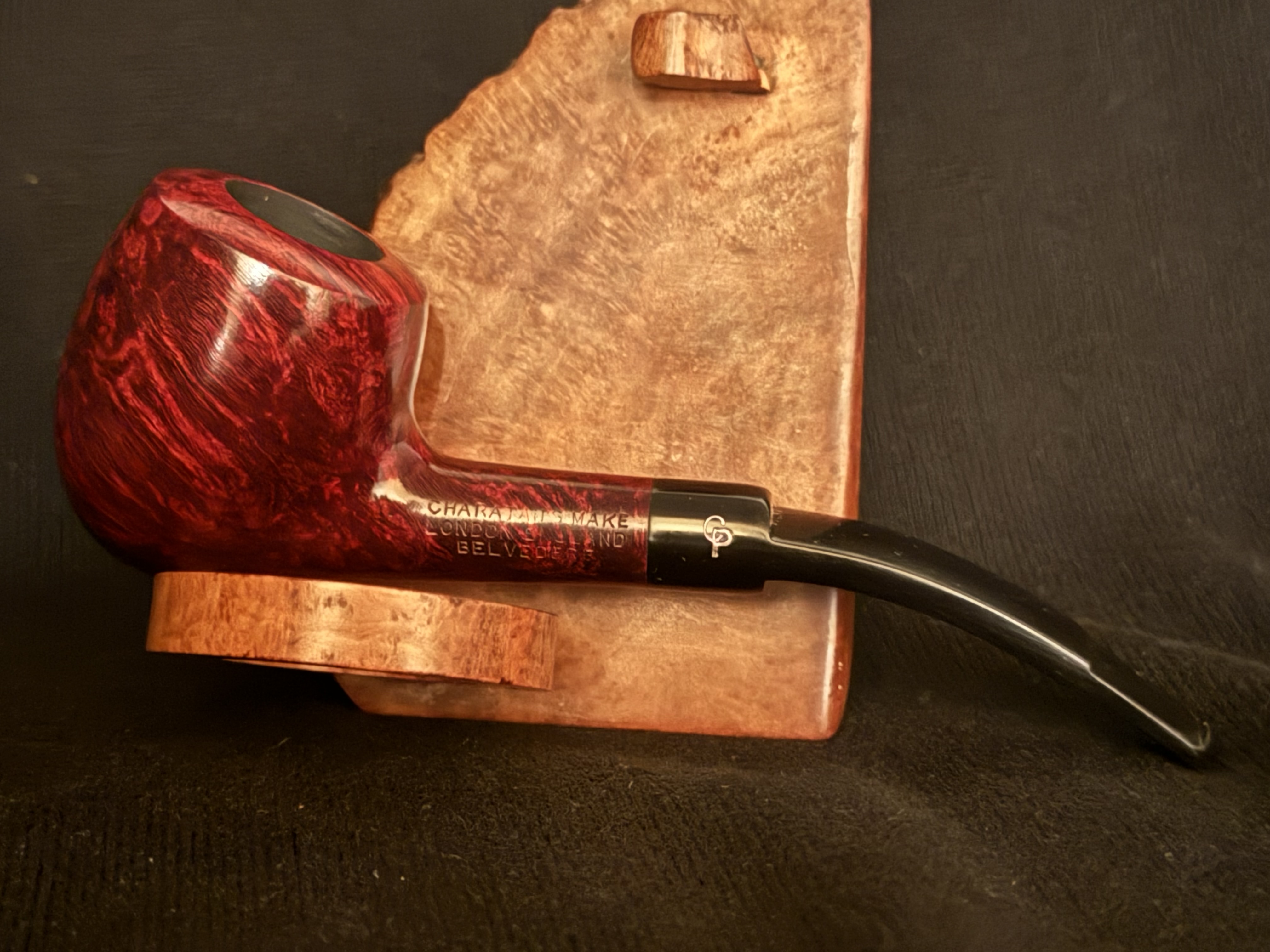 Charatan's Make London England Belvedere 317DC/ Unsmoked Bent Acorn Vulcanite Saddle Stem Estate Pipe 3