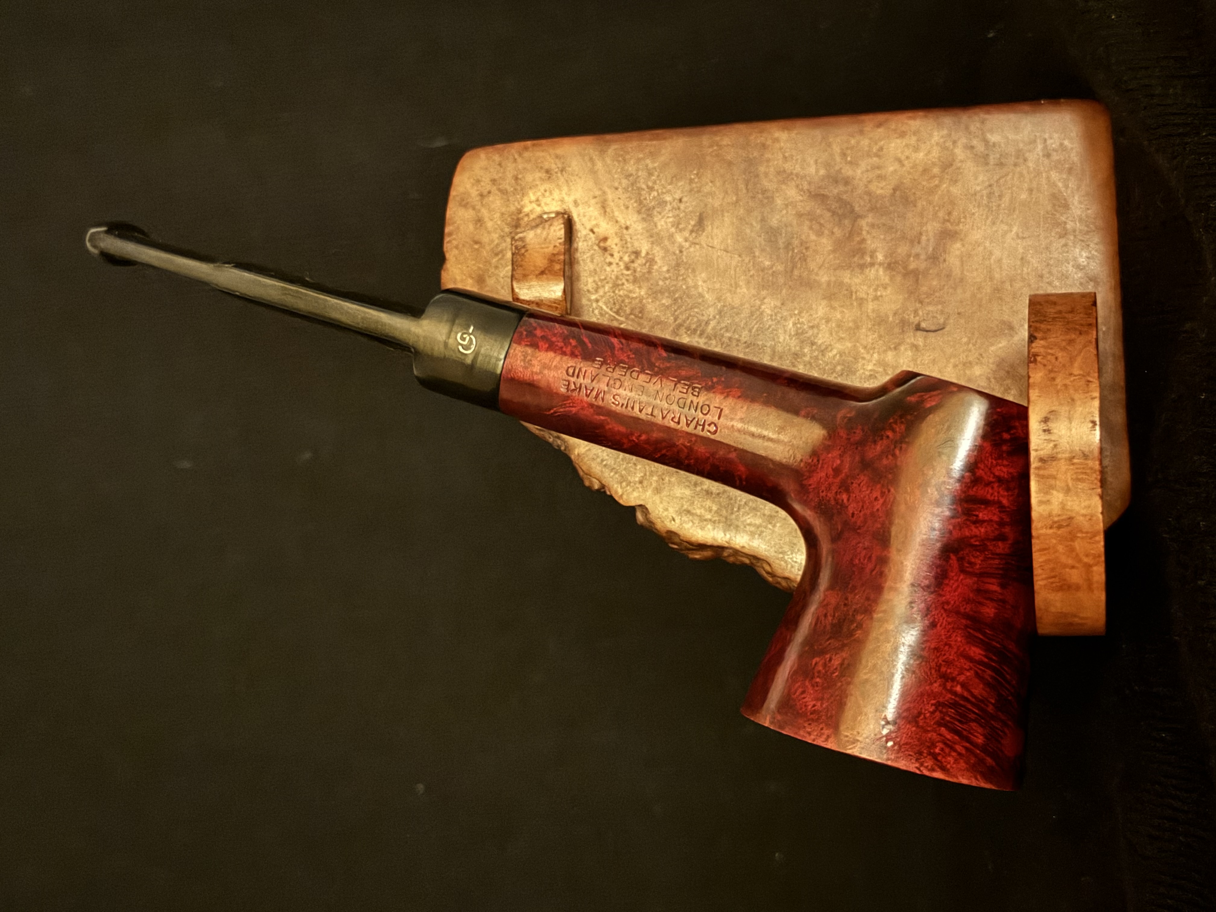 Charatan's Make London Belvedere 481DC/ Straight Volcano Poker Vulcanite Stem