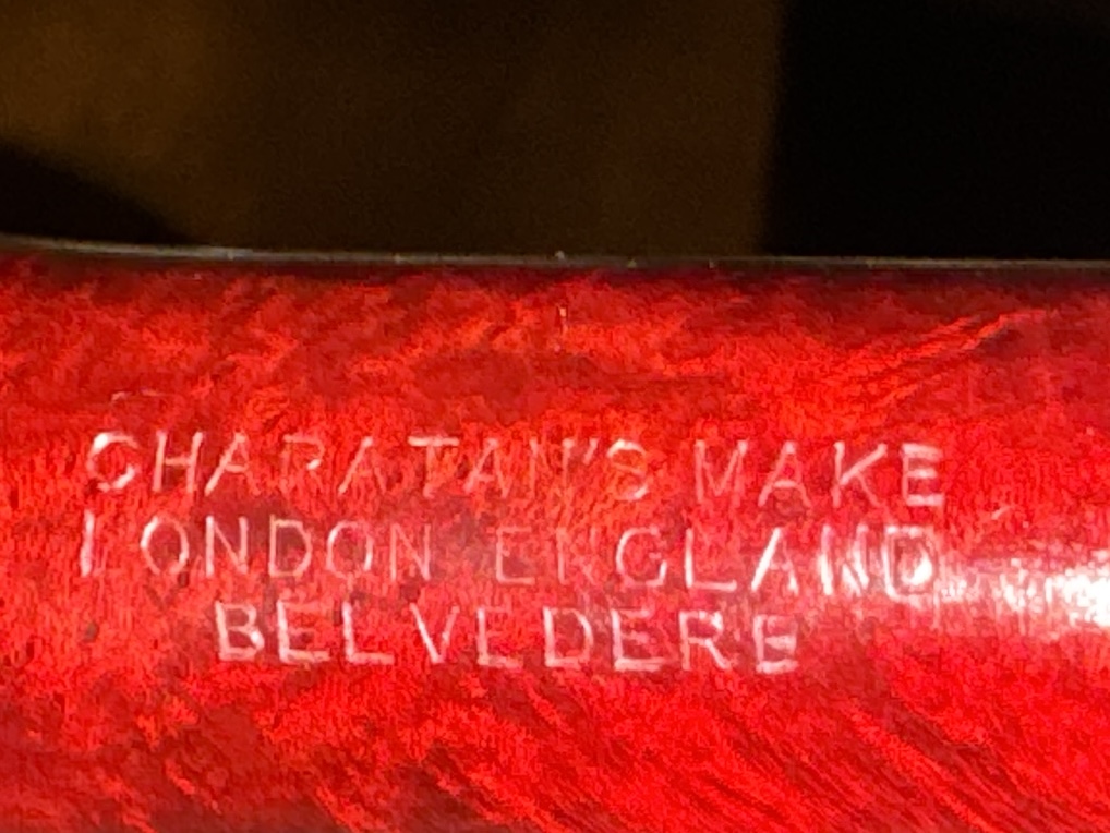 Charatan's Make London Belvedere 481DC/ Straight Volcano Poker Vulcanite Stem 12
