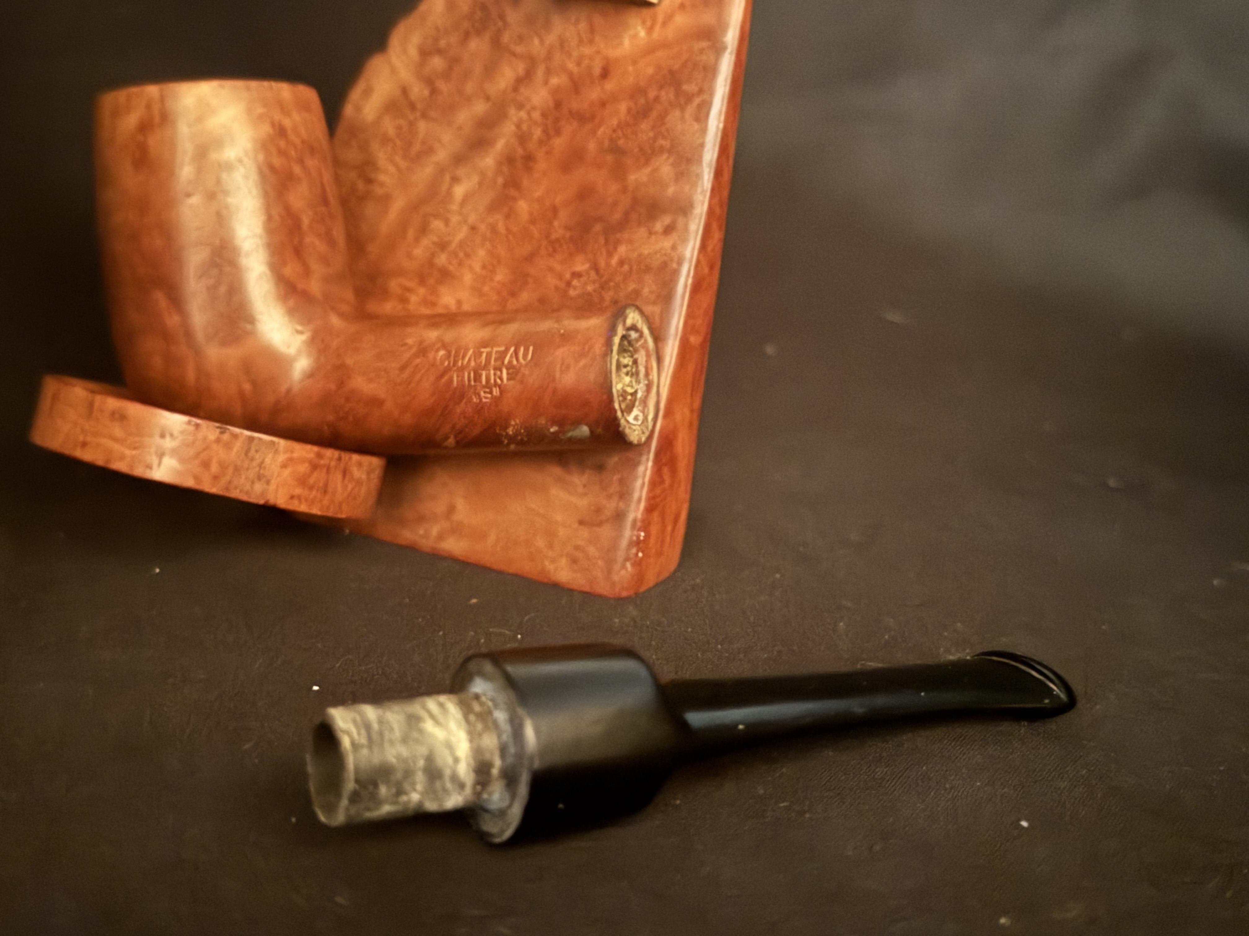Chateau Filter 'S' 071 Straight Billiard Vulcanite Vulcanite Estate Pipe 9