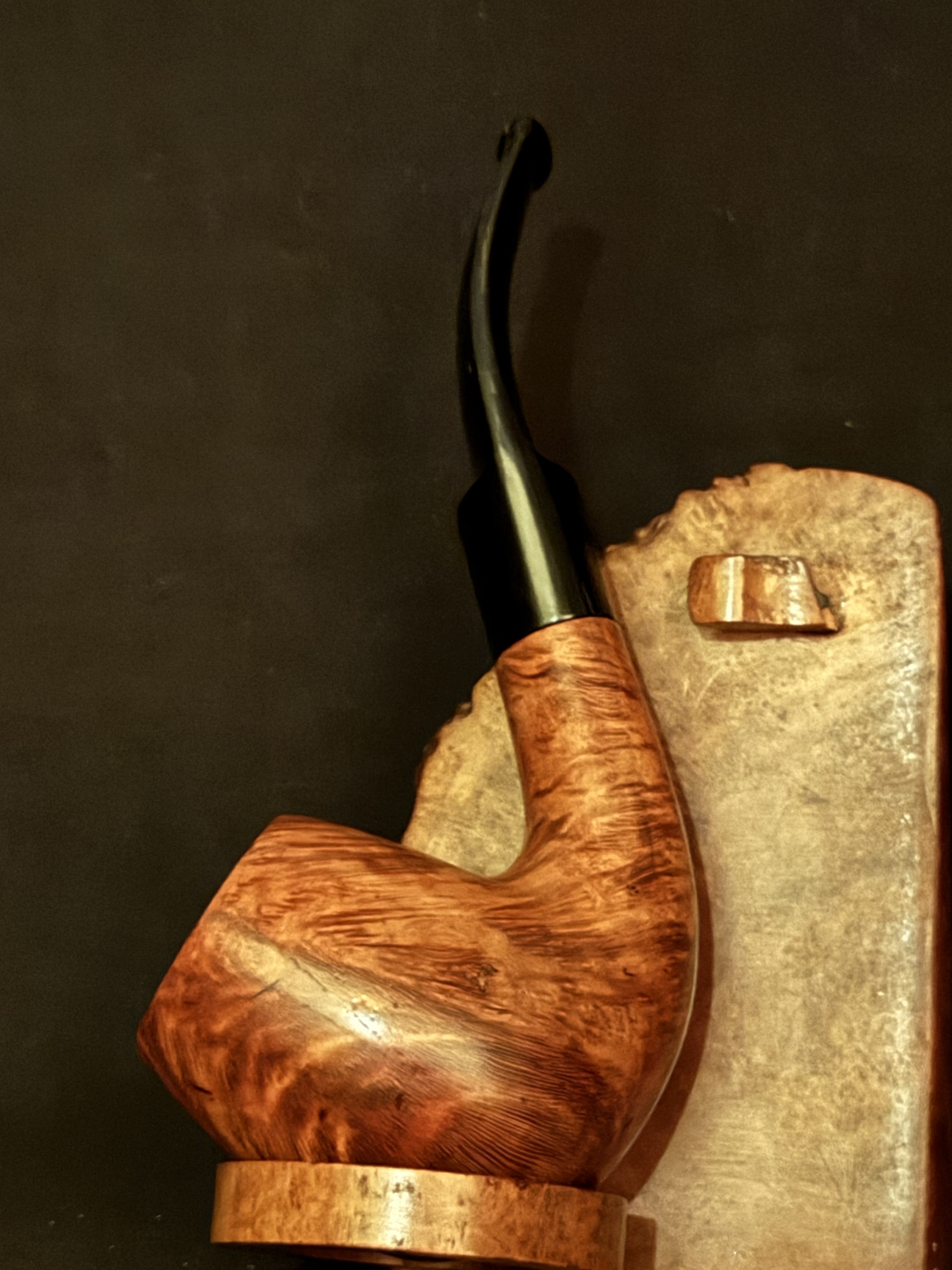 Cherry Hill Large Bent Billiard Smooth Briar Estate Pipe - Oval Shank, Vulcanite Saddle Stem, 9mm Filter, Fishtail Bit 2