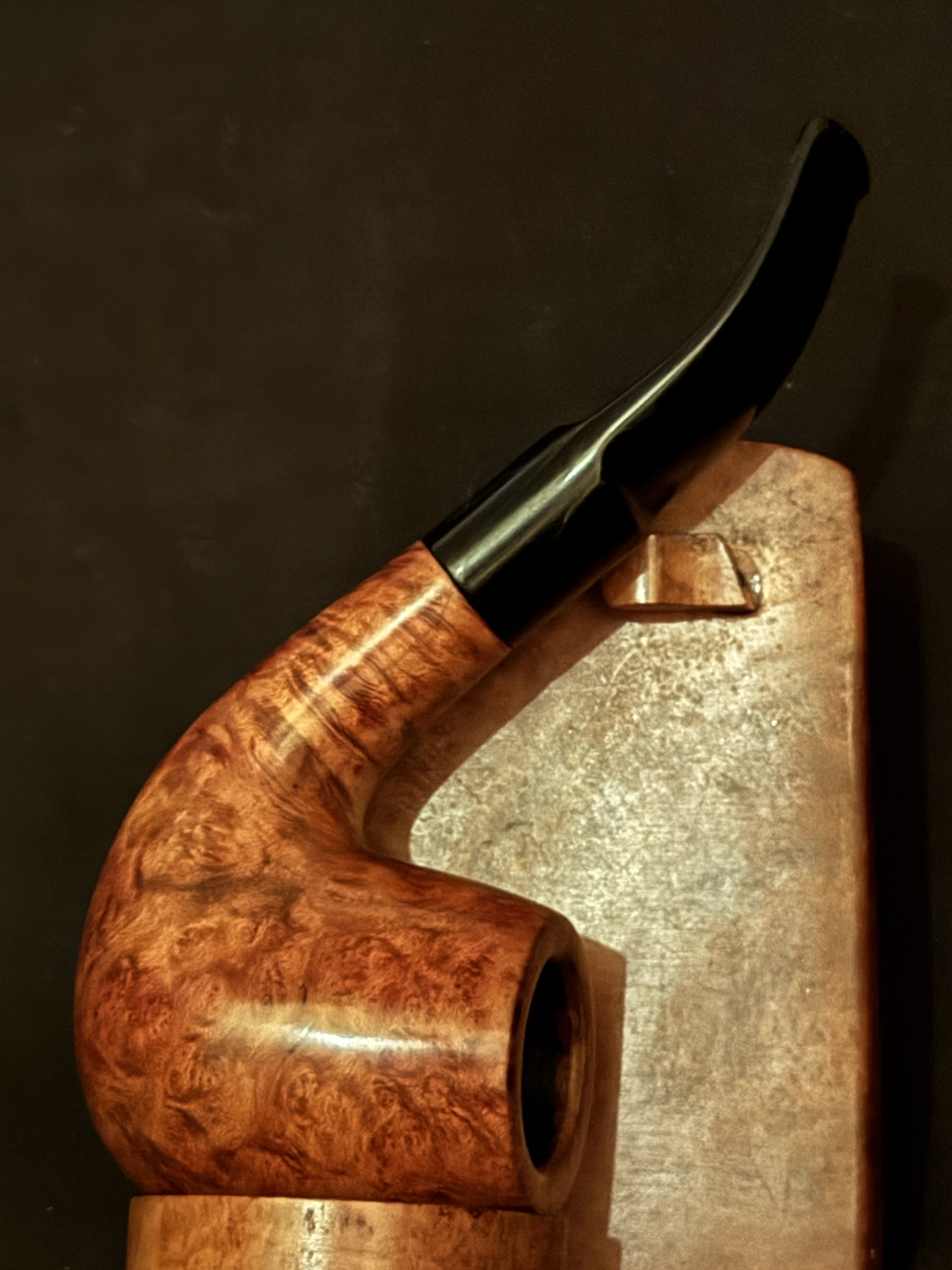 Cherry Hill Large Bent Billiard Smooth Briar Estate Pipe - Oval Shank, Vulcanite Saddle Stem, 9mm Filter, Fishtail Bit 3