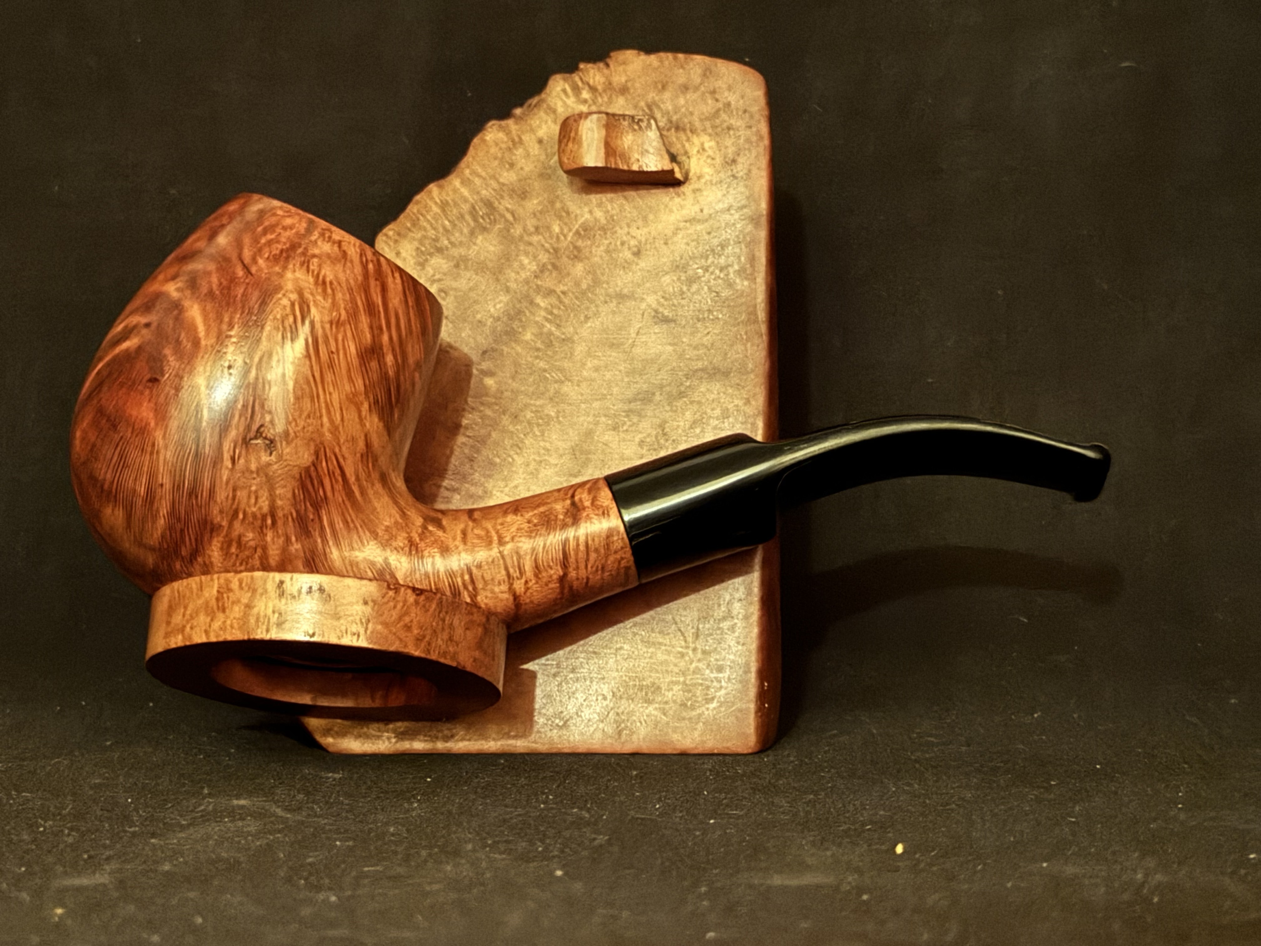 Cherry Hill Large Bent Billiard Smooth Briar Estate Pipe - Oval Shank, Vulcanite Saddle Stem, 9mm Filter, Fishtail Bit 4