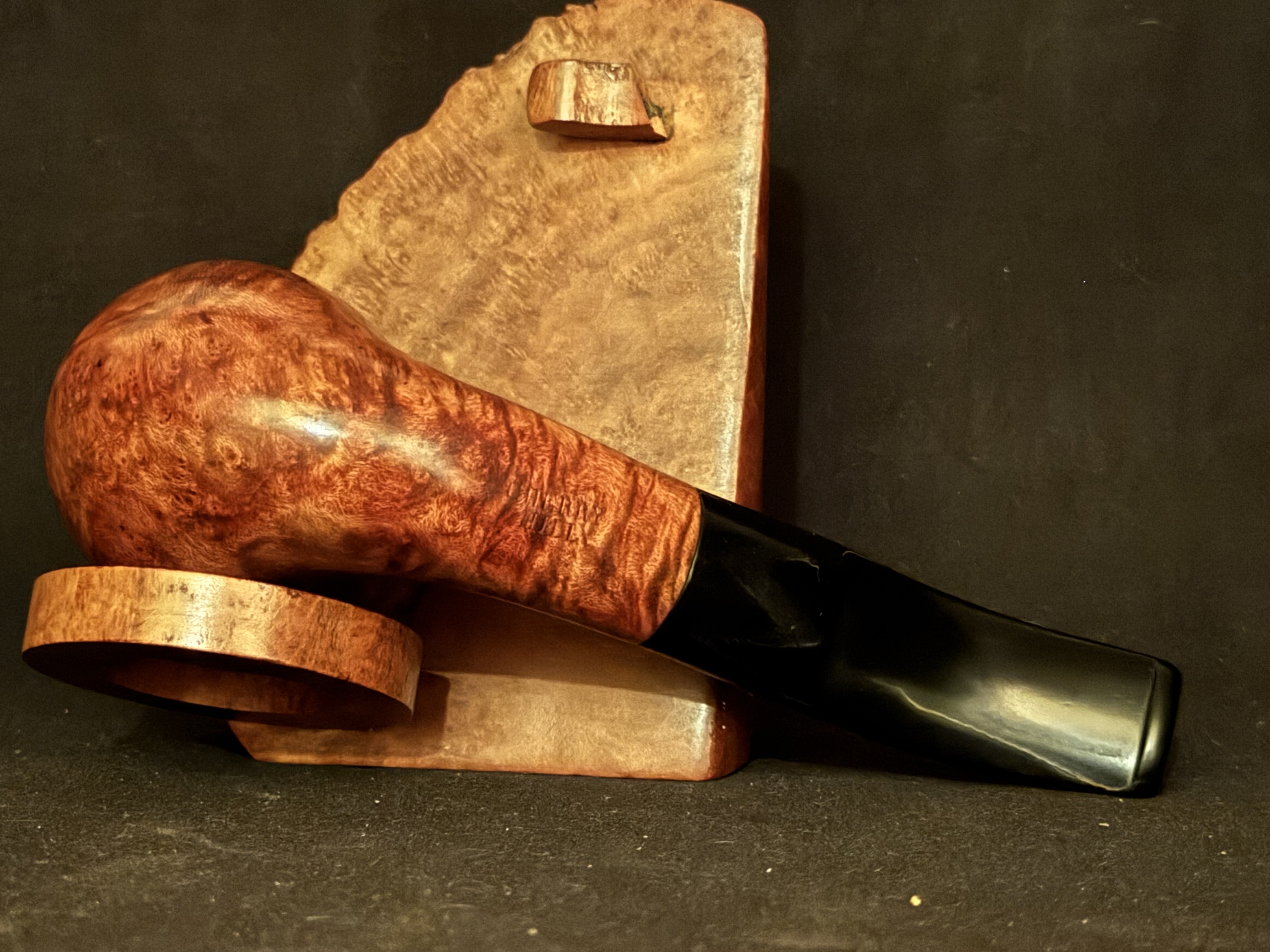 Cherry Hill Large Bent Billiard Smooth Briar Estate Pipe - Oval Shank, Vulcanite Saddle Stem, 9mm Filter, Fishtail Bit 6