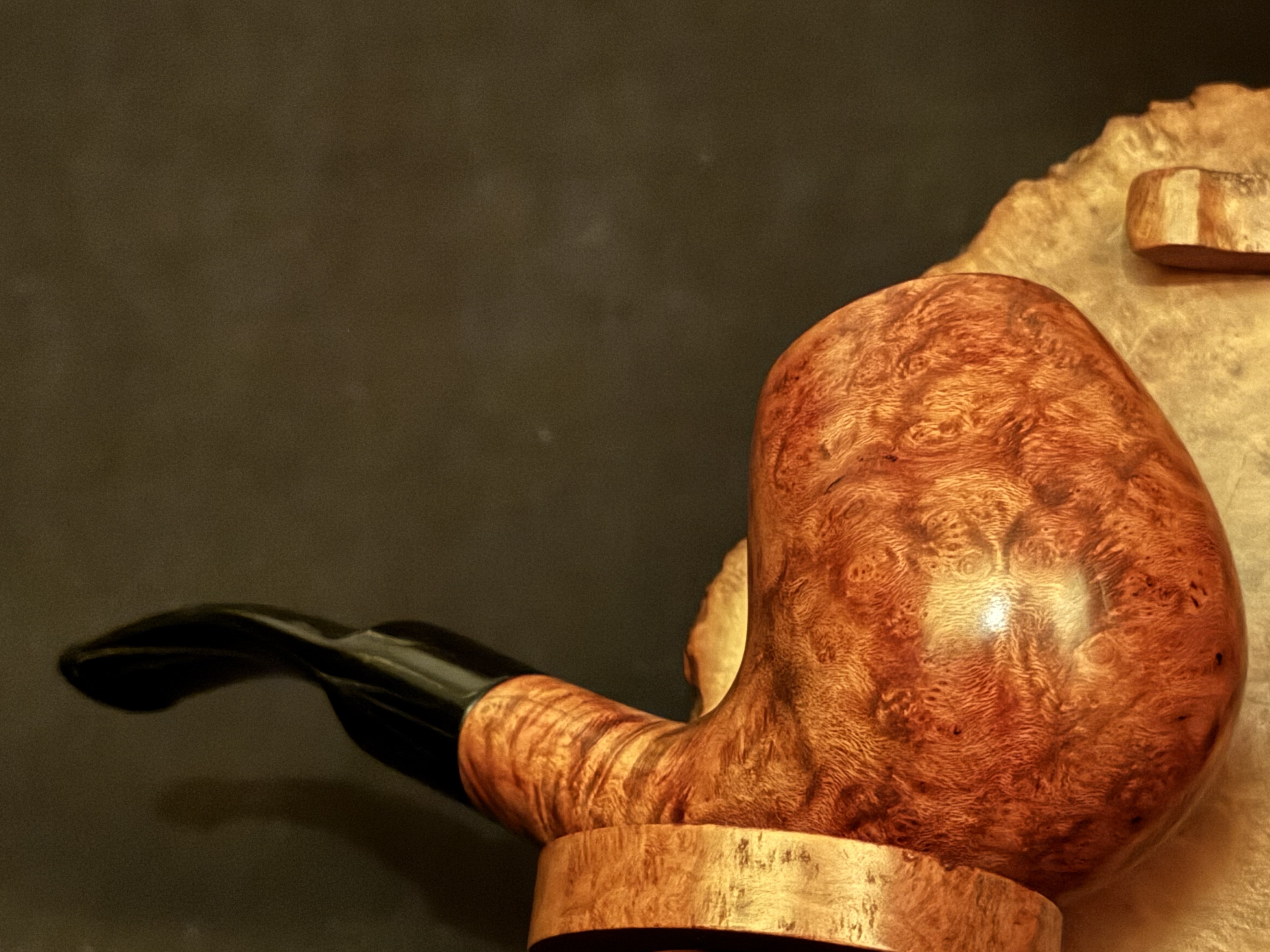 Cherry Hill Large Bent Billiard Smooth Briar Estate Pipe - Oval Shank, Vulcanite Saddle Stem, 9mm Filter, Fishtail Bit 7