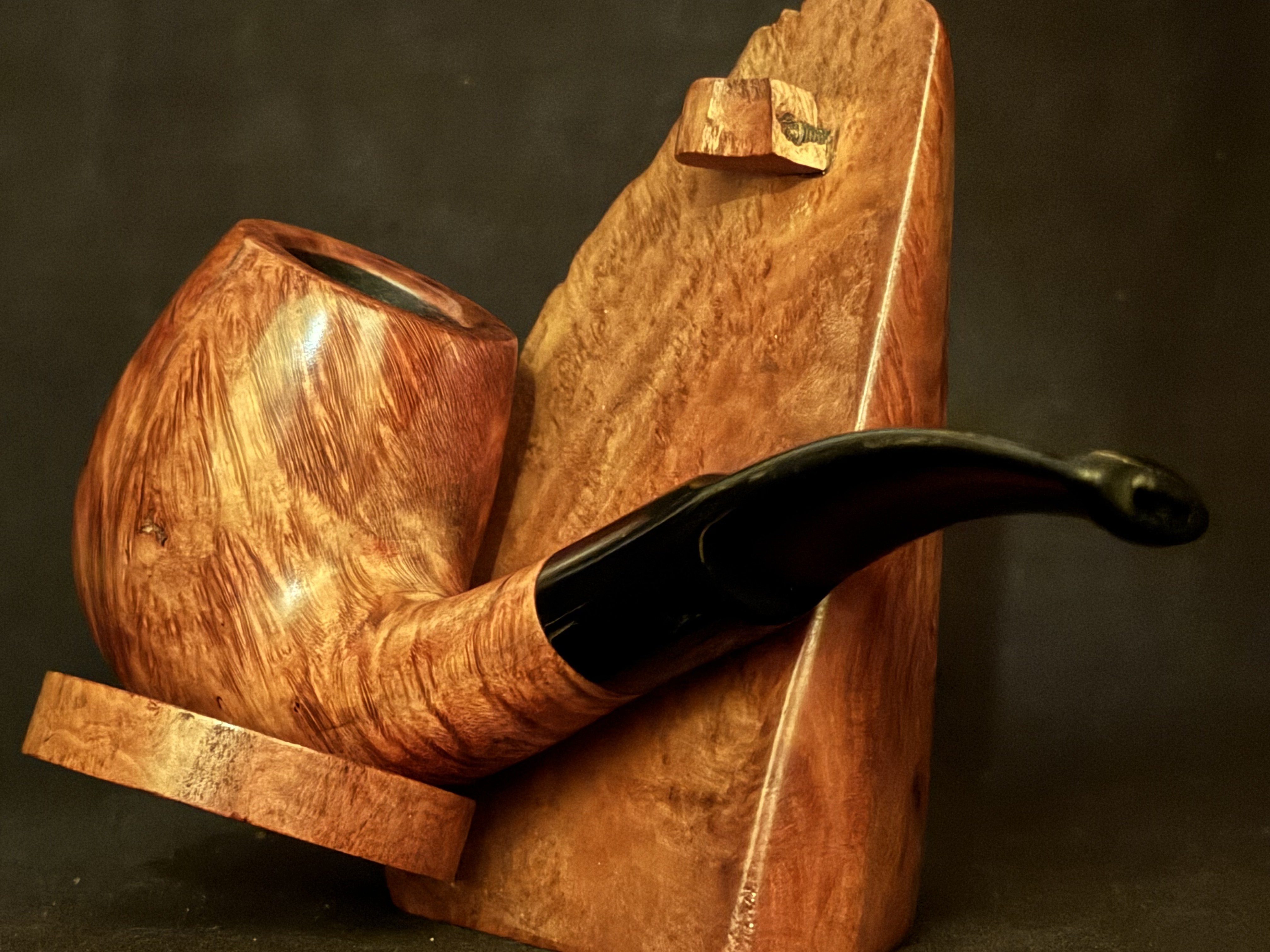 Cherry Hill Large Bent Billiard Smooth Briar Estate Pipe - Oval Shank, Vulcanite Saddle Stem, 9mm Filter, Fishtail Bit 8