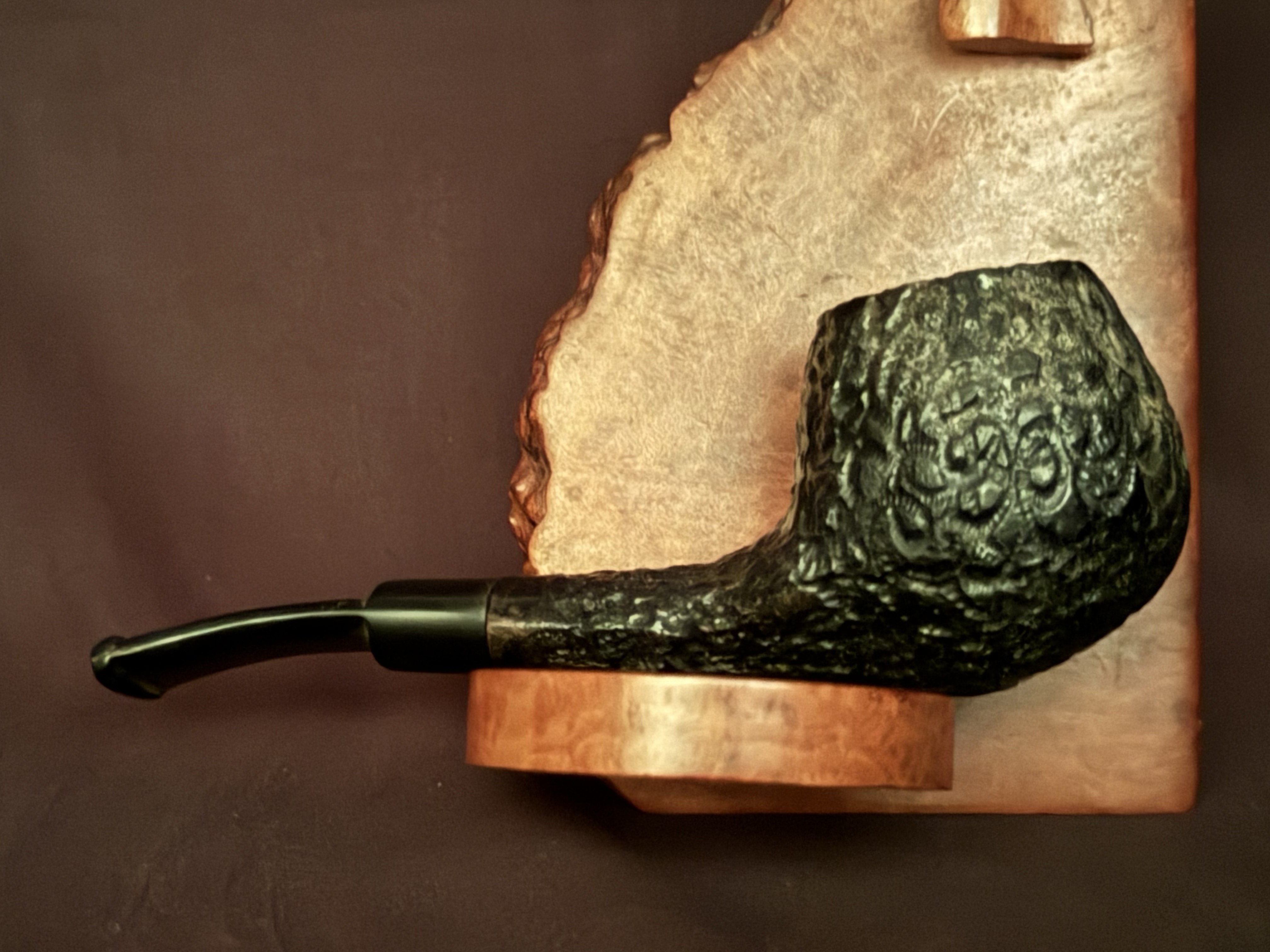 Compact Italian Sandblast Black Nosewarmer Short Apple Saddle Stem Estate Pipe 3