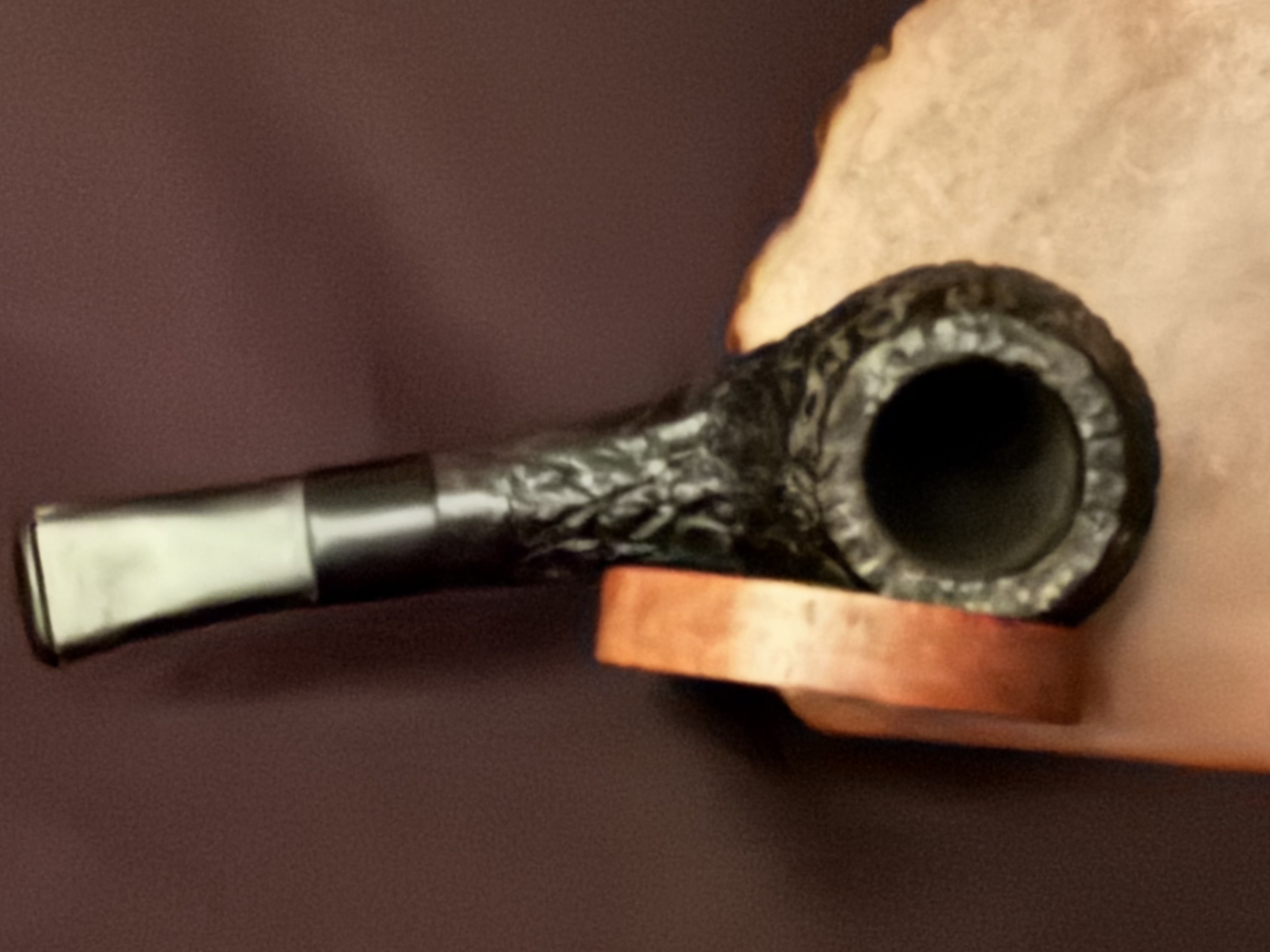 Compact Italian Sandblast Black Nosewarmer Short Apple Saddle Stem Estate Pipe 4