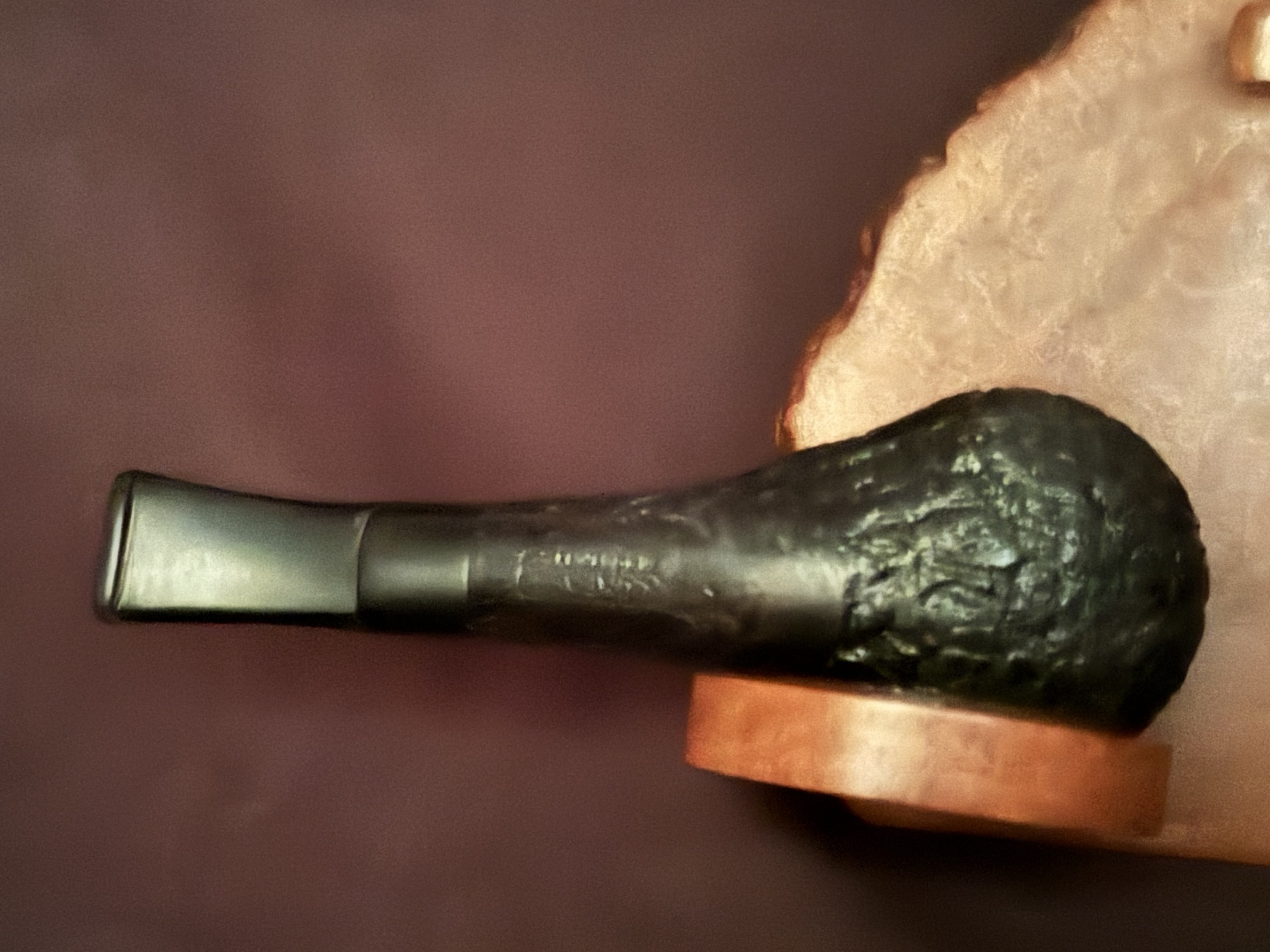 Compact Italian Sandblast Black Nosewarmer Short Apple Saddle Stem Estate Pipe 5