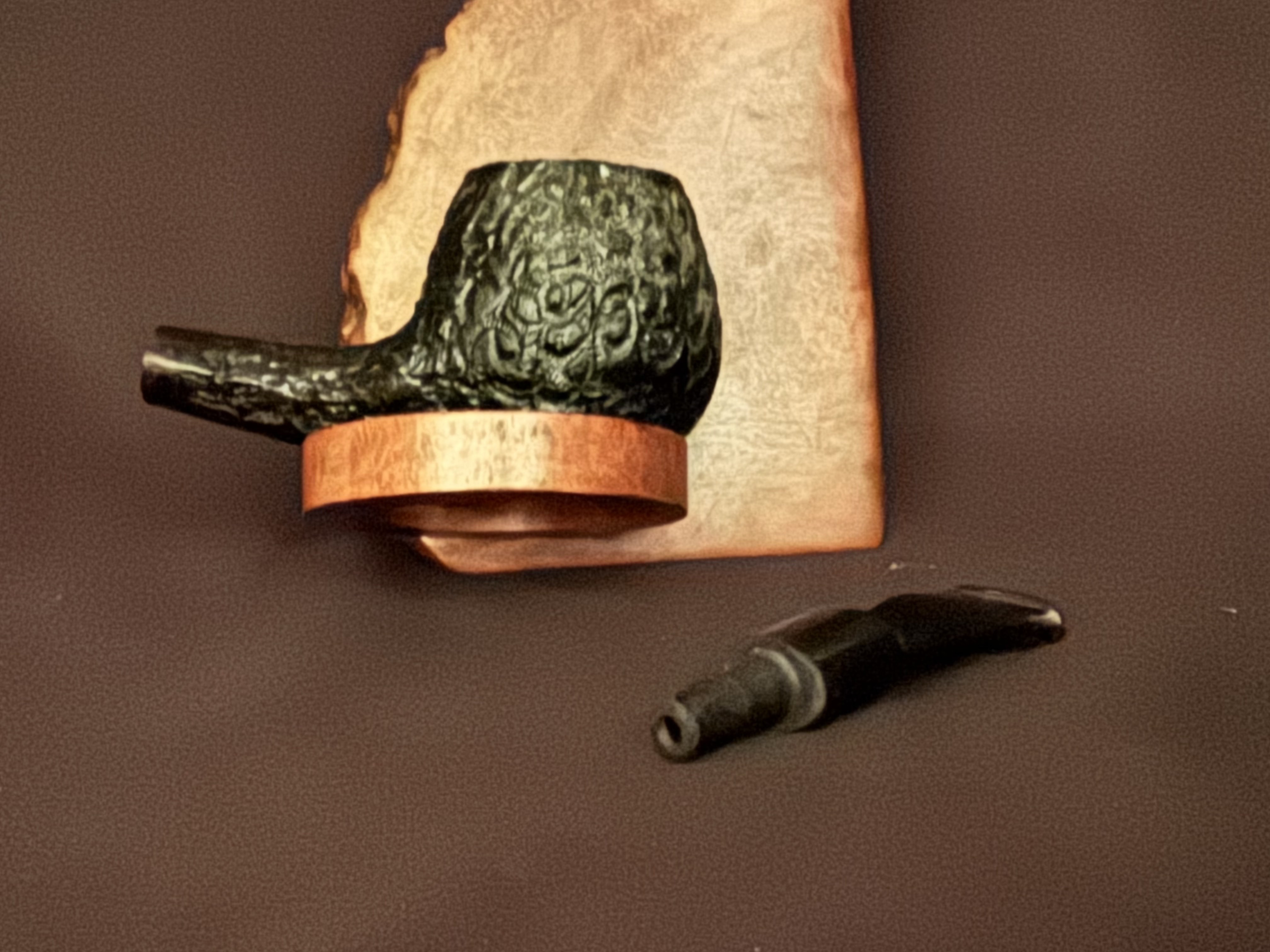 Compact Italian Sandblast Black Nosewarmer Short Apple Saddle Stem Estate Pipe 6