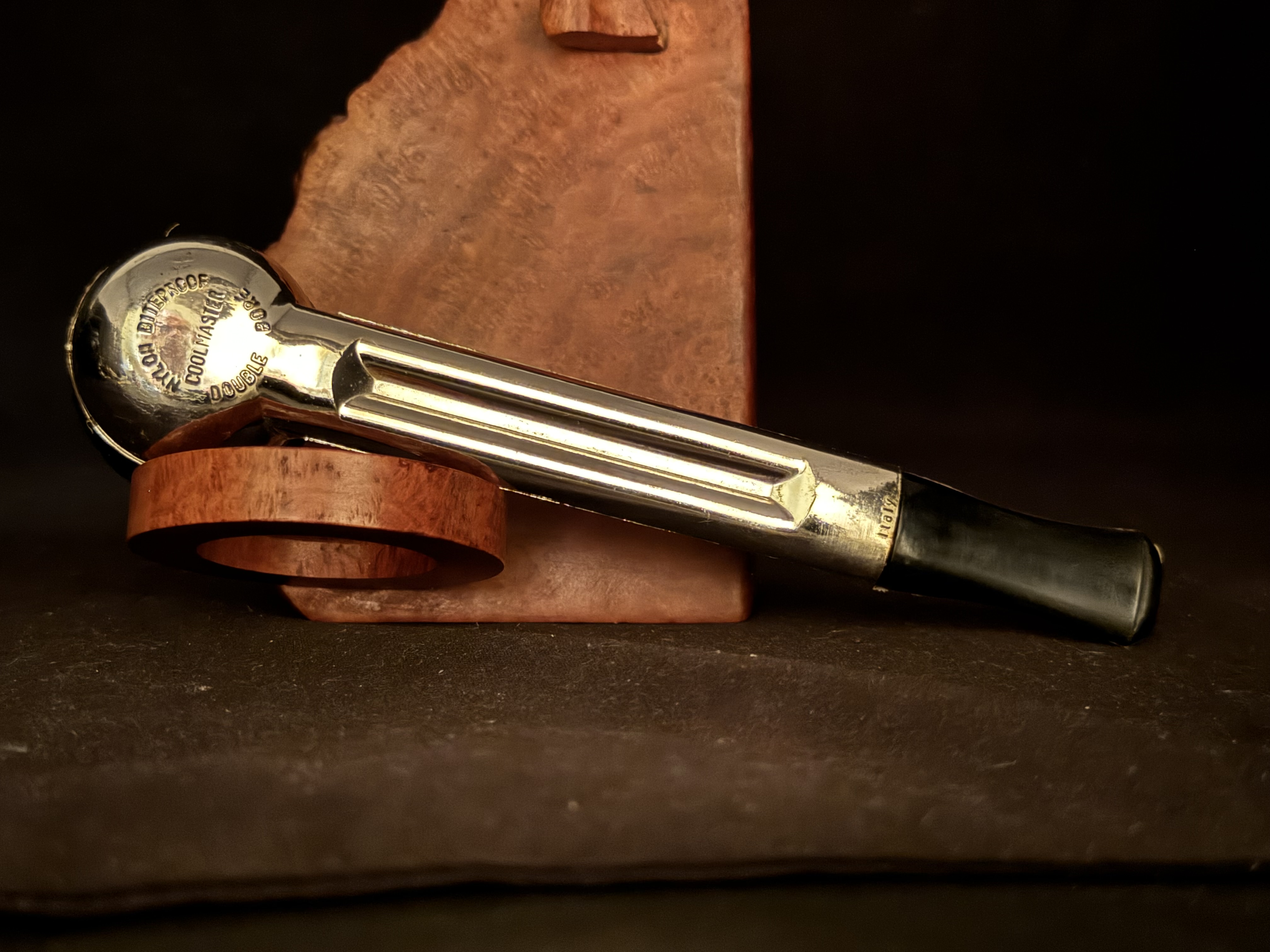 Vintage Coolmaster Nylon Biteproof Double Bore Briar Bowl Meerschaum Insert Pipe 6