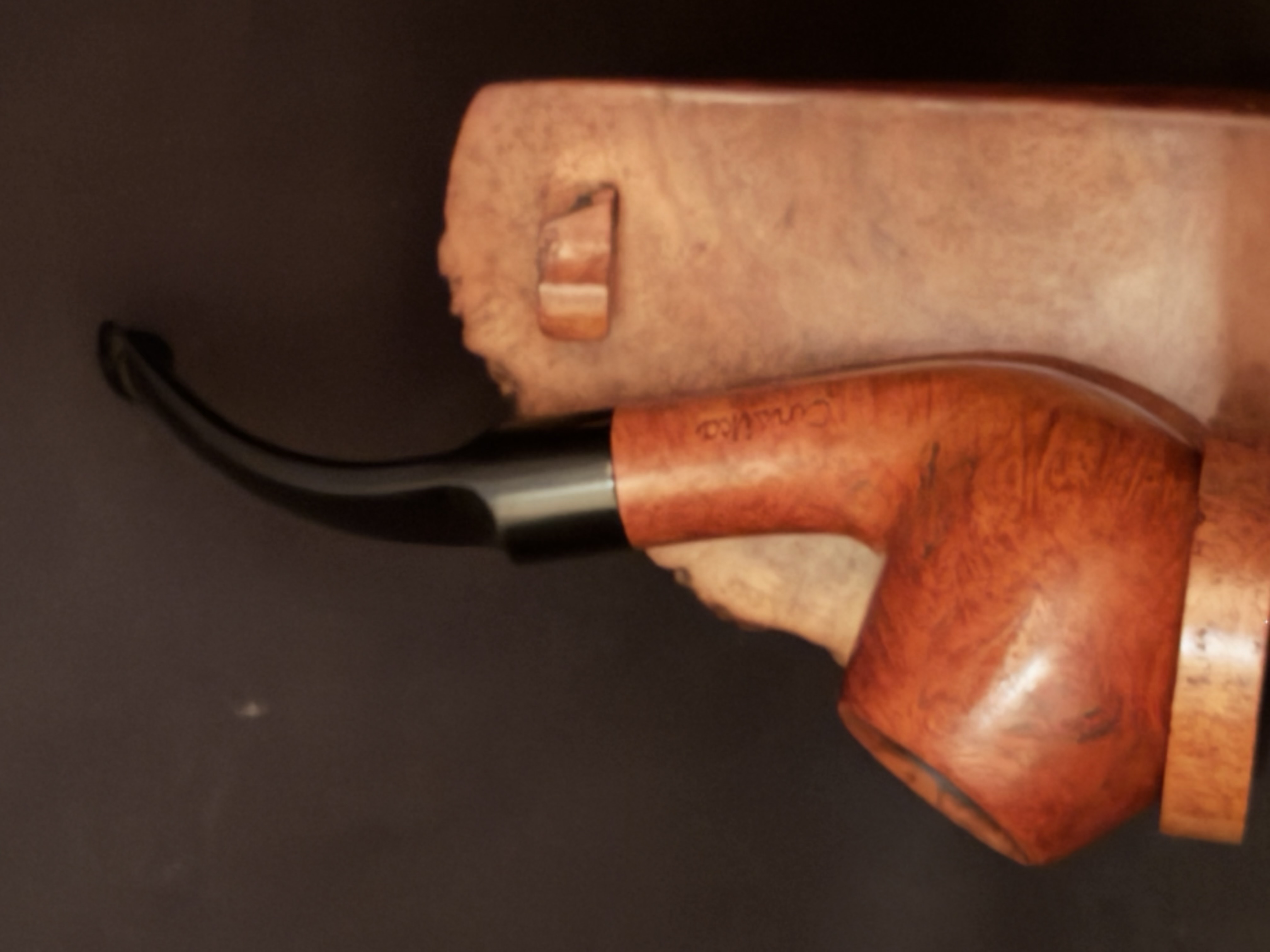 Corsica Bent Apple Smooth Briar Estate Pipe, Vulcanite P-Lip Saddle Stem, 9mm Filter