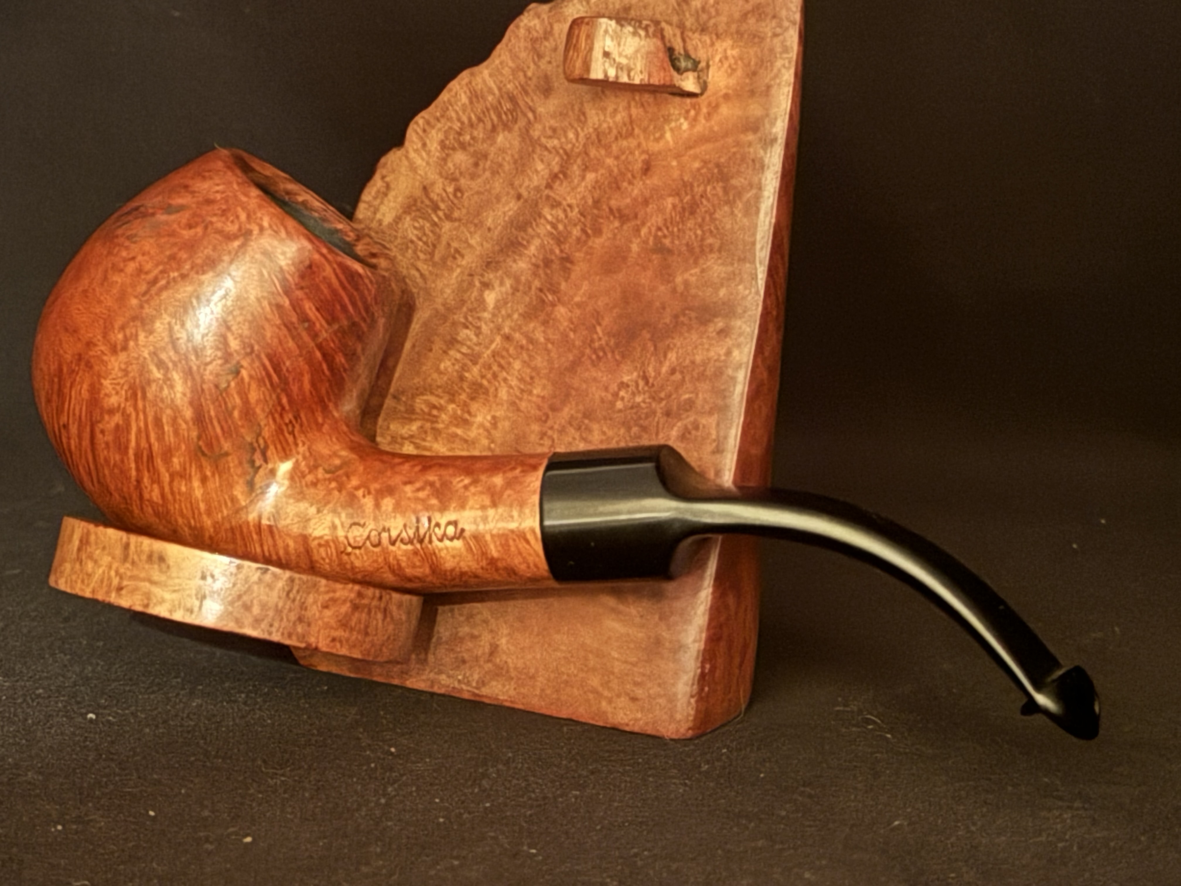 Corsica Bent Apple Smooth Briar Estate Pipe, Vulcanite P-Lip Saddle Stem, 9mm Filter 3