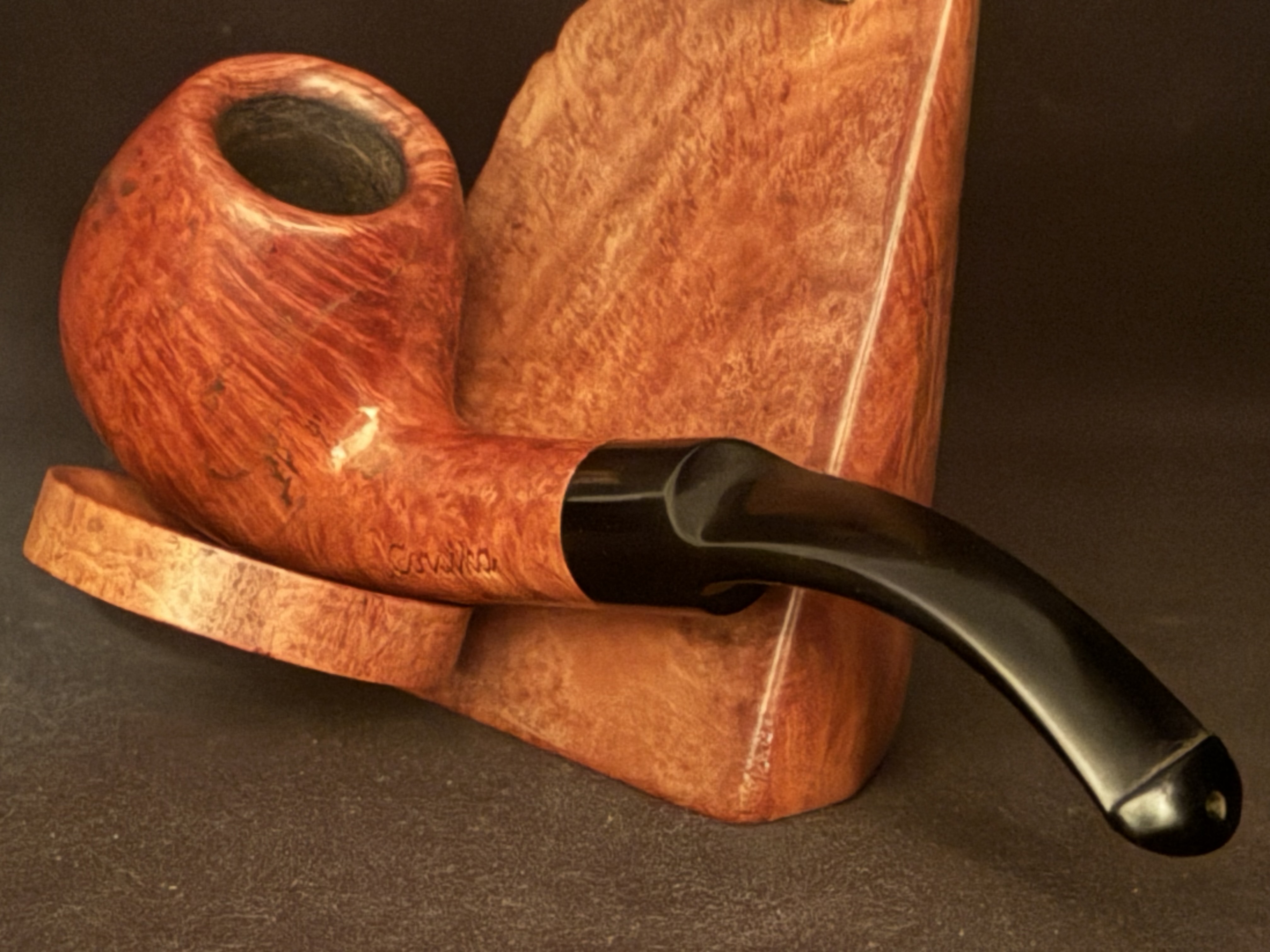 Corsica Bent Apple Smooth Briar Estate Pipe, Vulcanite P-Lip Saddle Stem, 9mm Filter 8