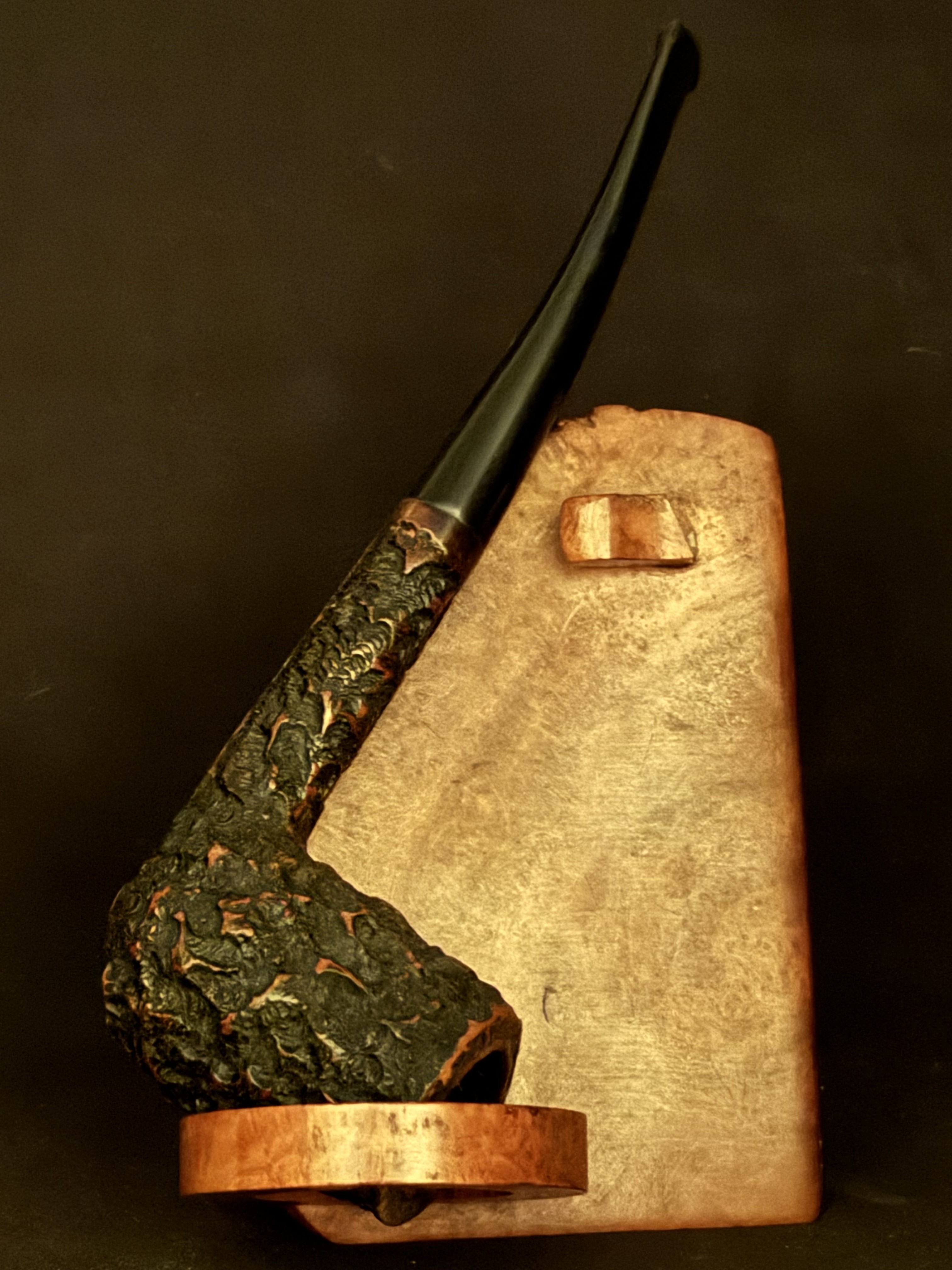 Stubby Pipe Real Briar - Craggy Straight Billiard, Vulcanite Fishtail Stem, Estate Pipe 4