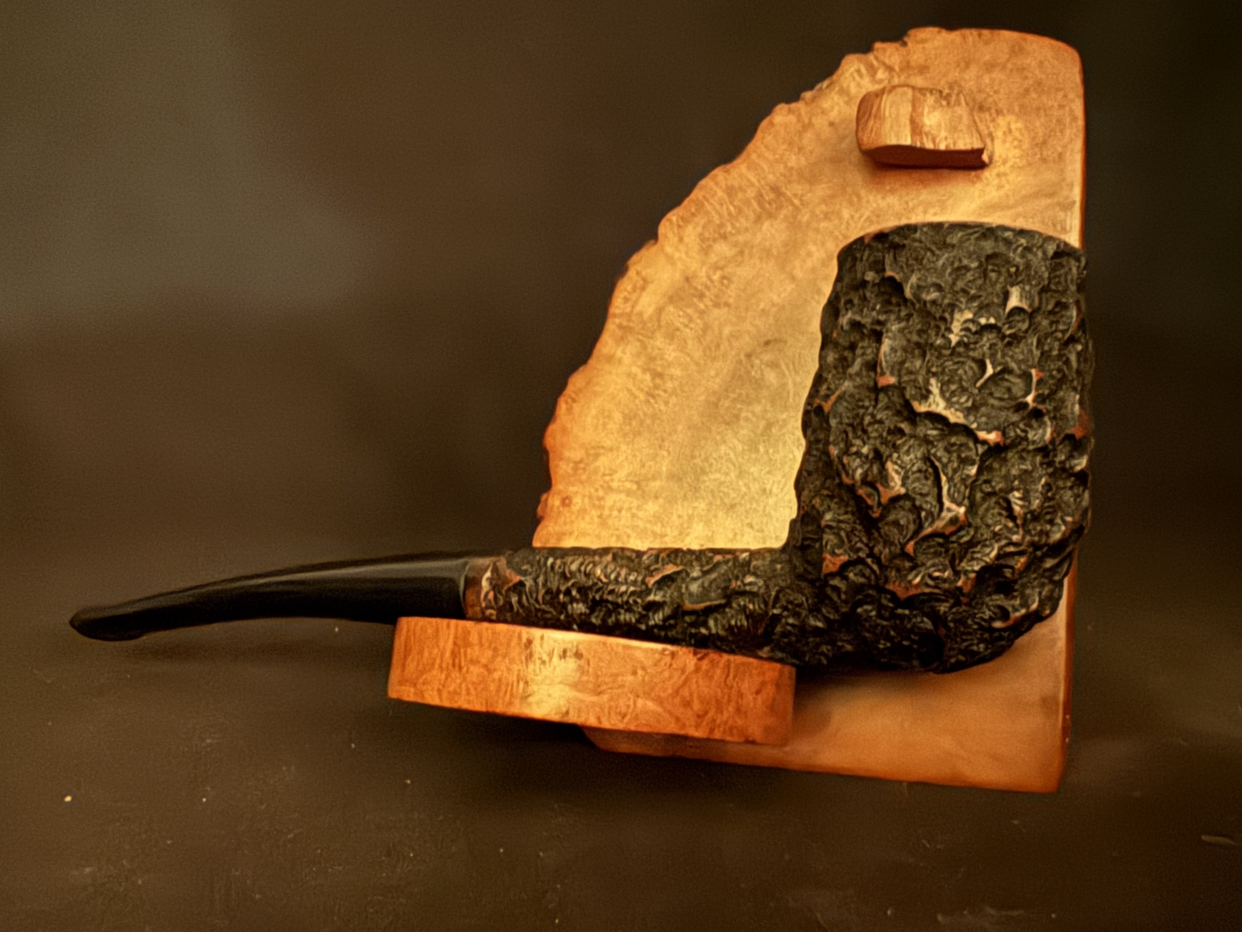 Stubby Pipe Real Briar - Craggy Straight Billiard, Vulcanite Fishtail Stem, Estate Pipe 11