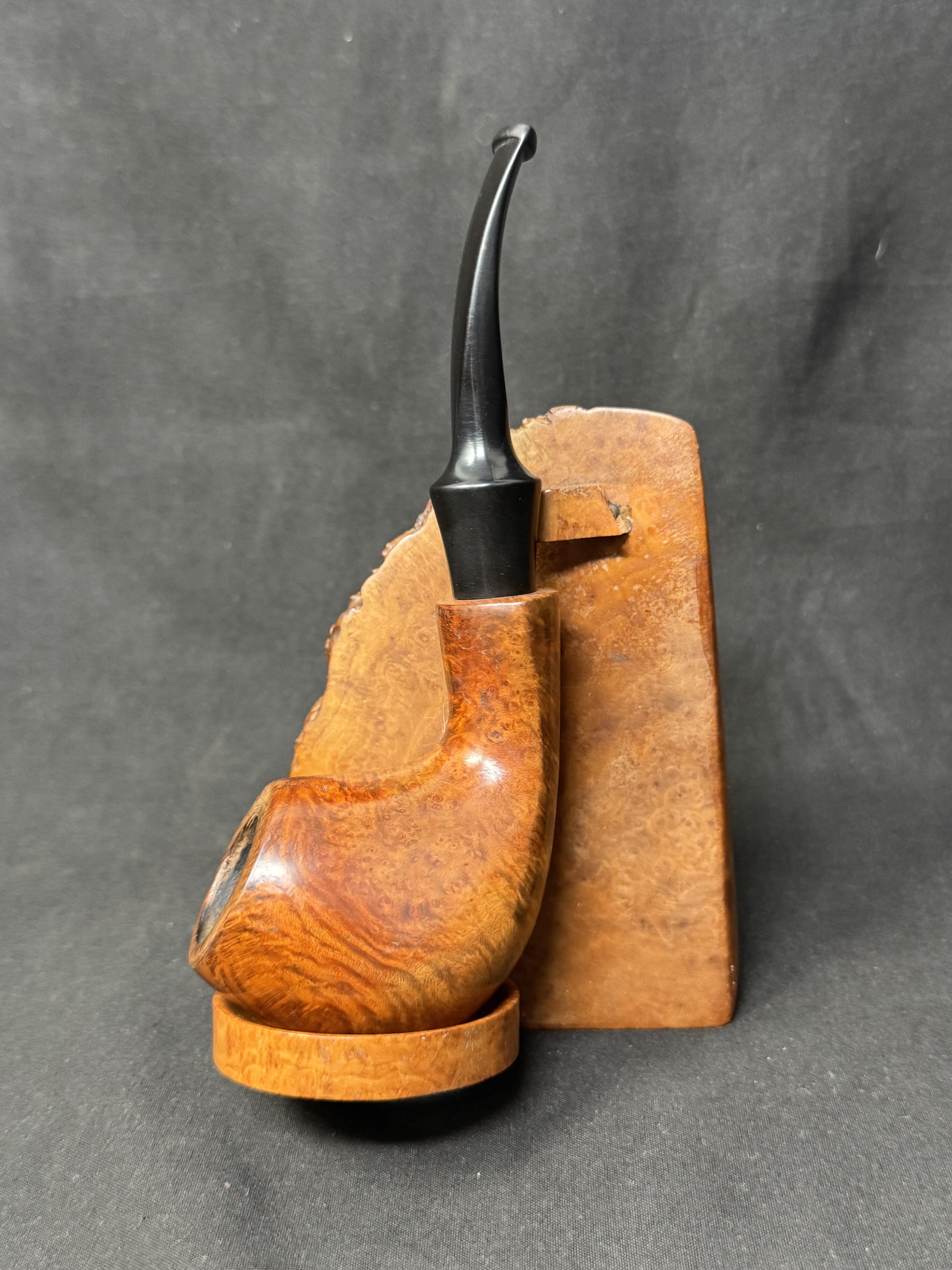 Danish Freehand Smooth Bent Billiard Estate Pipe, Semi-Oval Shank, 9mm Filter