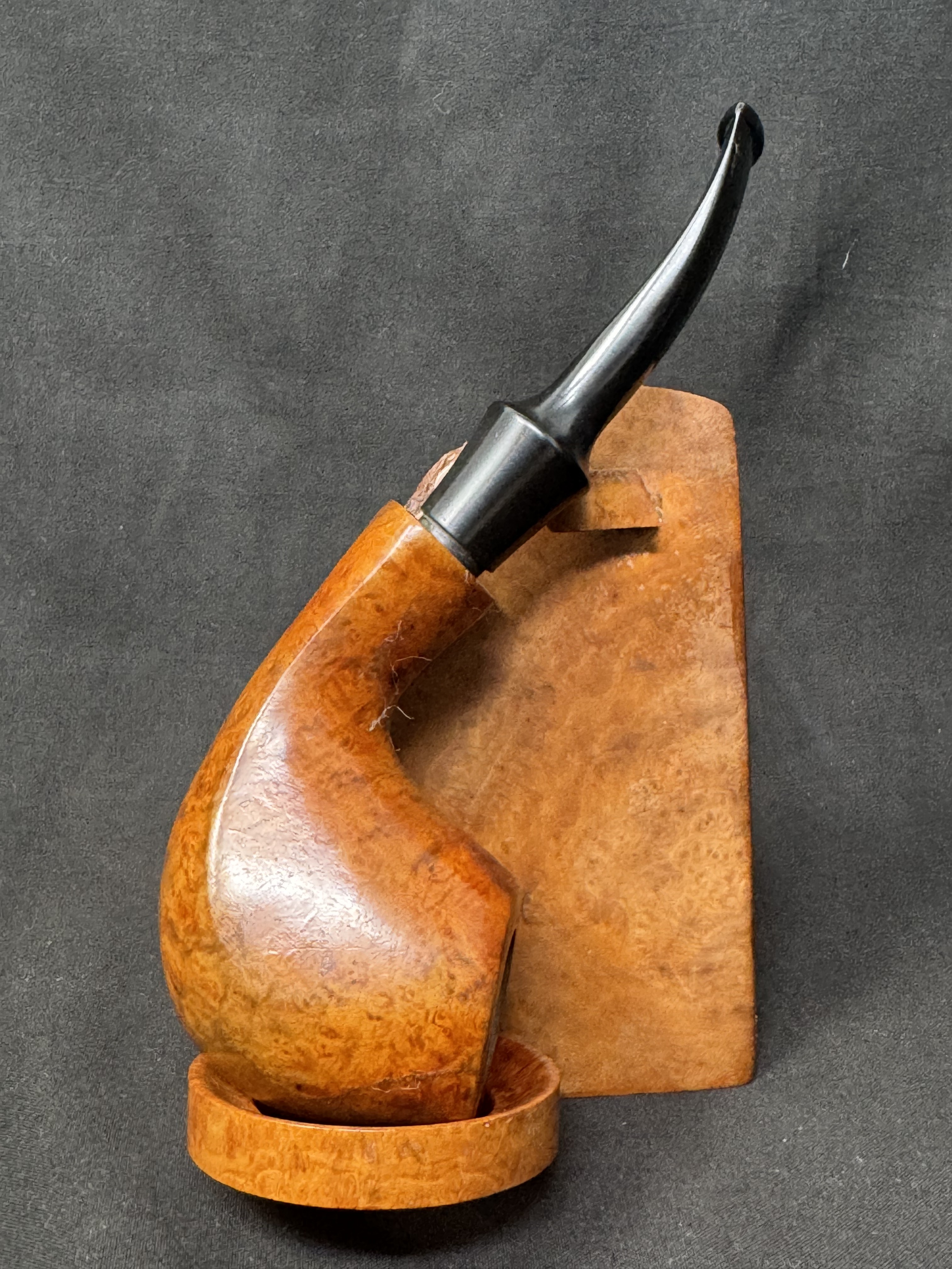 Danish Freehand Smooth Bent Billiard Estate Pipe, Semi-Oval Shank, 9mm Filter 2
