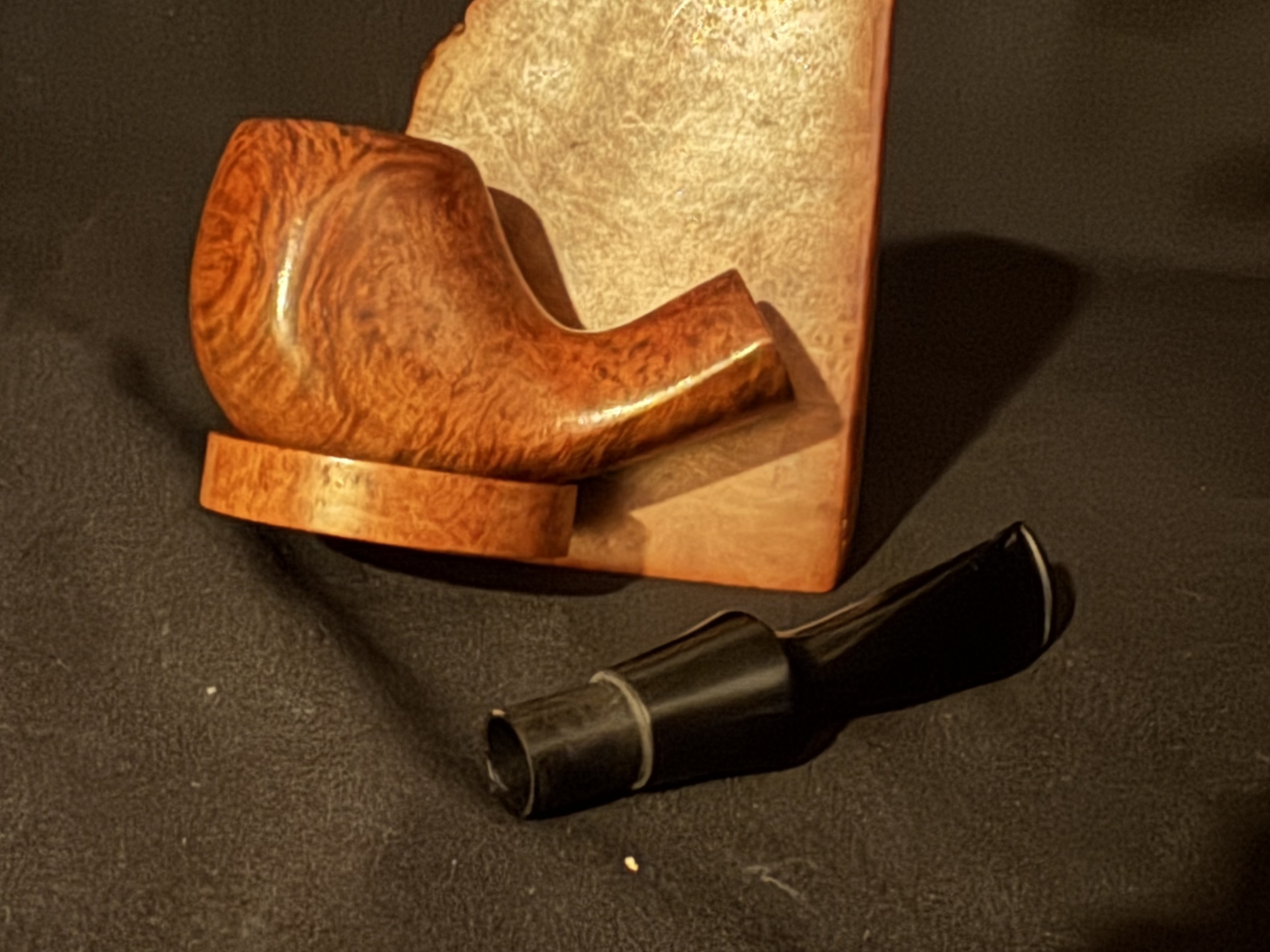 Danish Freehand Smooth Bent Billiard Estate Pipe, Semi-Oval Shank, 9mm Filter 9