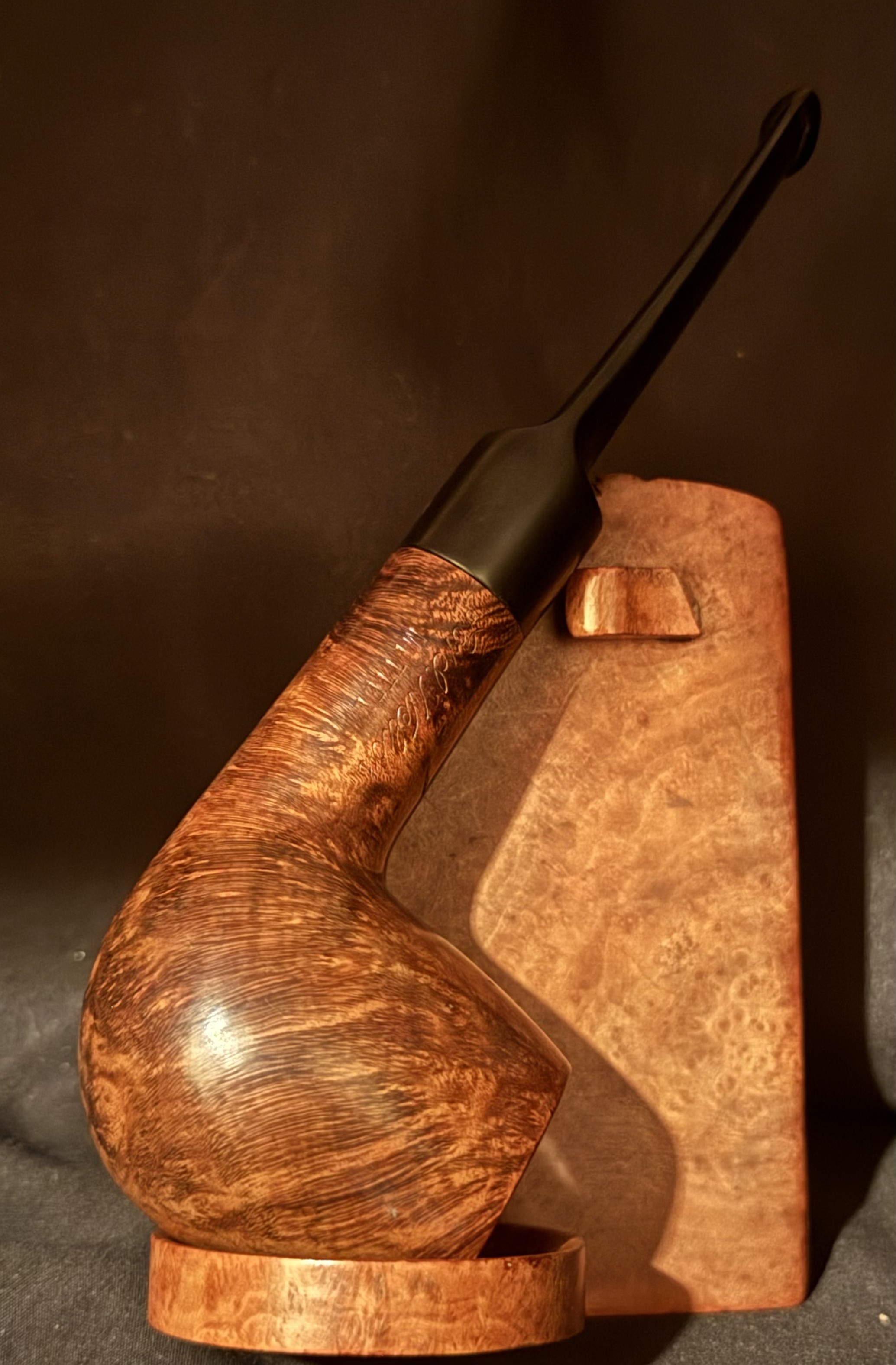 De Roi Two Star Lord Nelson (54) Smooth Straight Brandy Vulcanite Saddle Stem 9mm Filter Estate Pipe