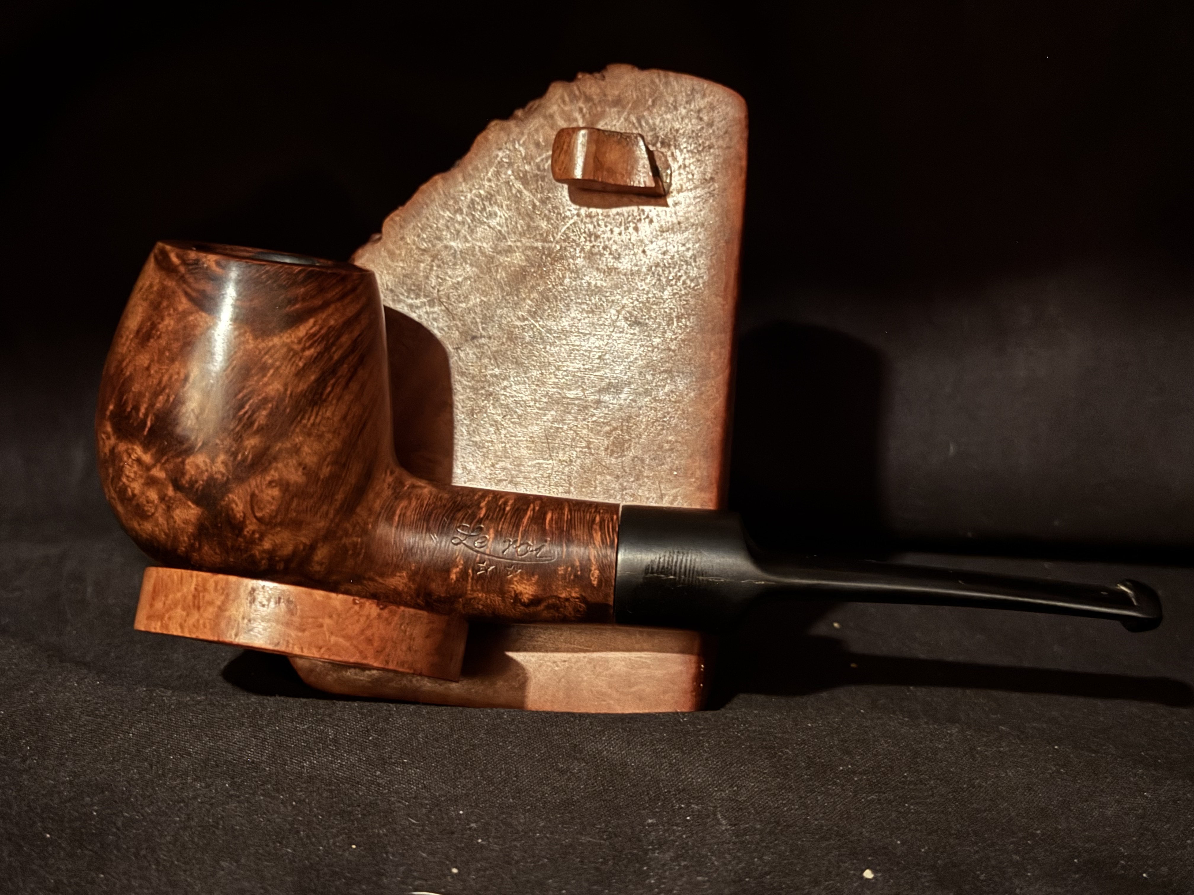 De Roi Two Star Lord Nelson (54) Smooth Straight Brandy Vulcanite Saddle Stem 9mm Filter Estate Pipe 15