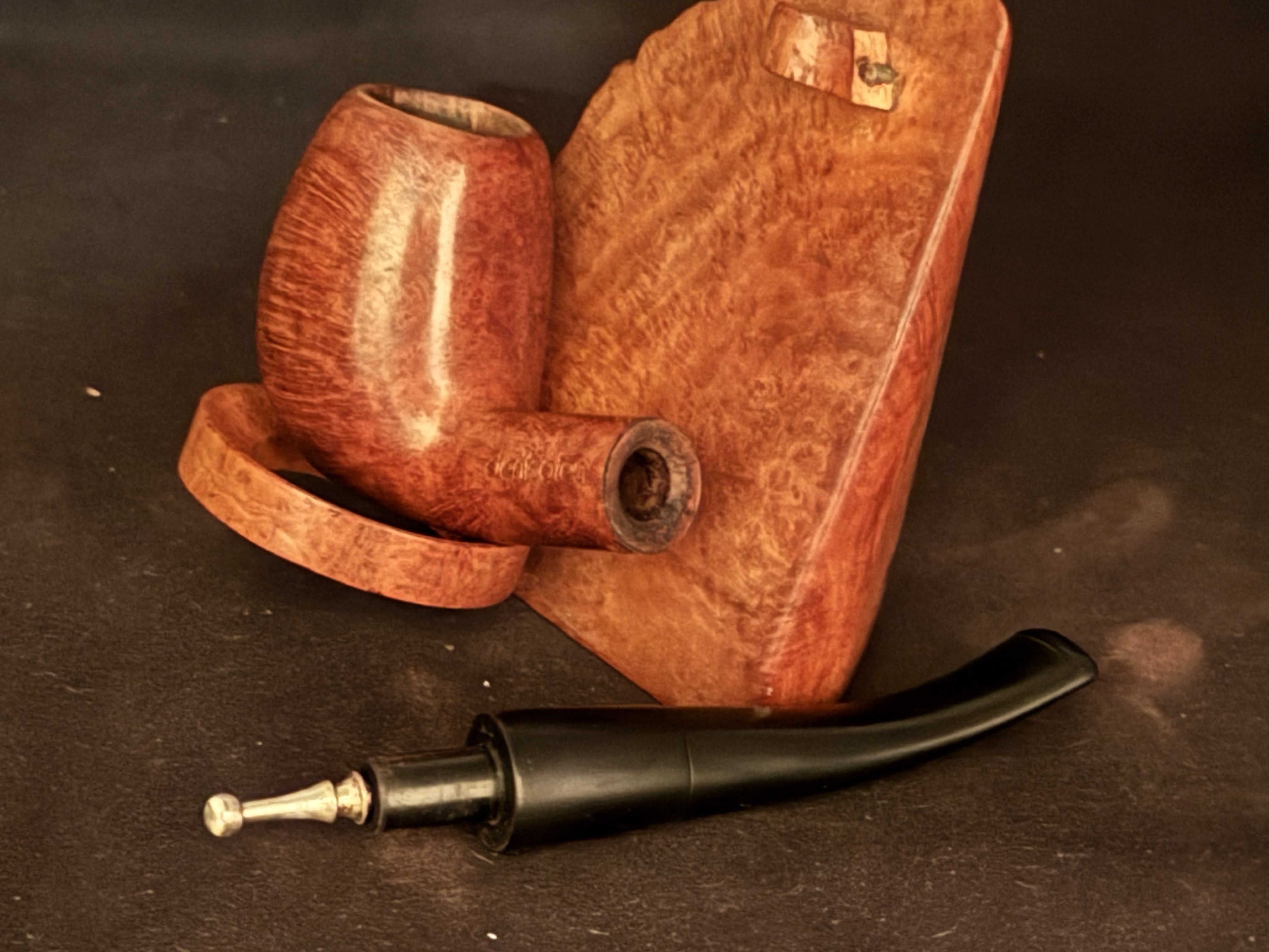 Denicotea 1018 Bent Brandy Sitter Smooth Briar Finish Vulcanite Fishtail Stem Estate Pipe 7