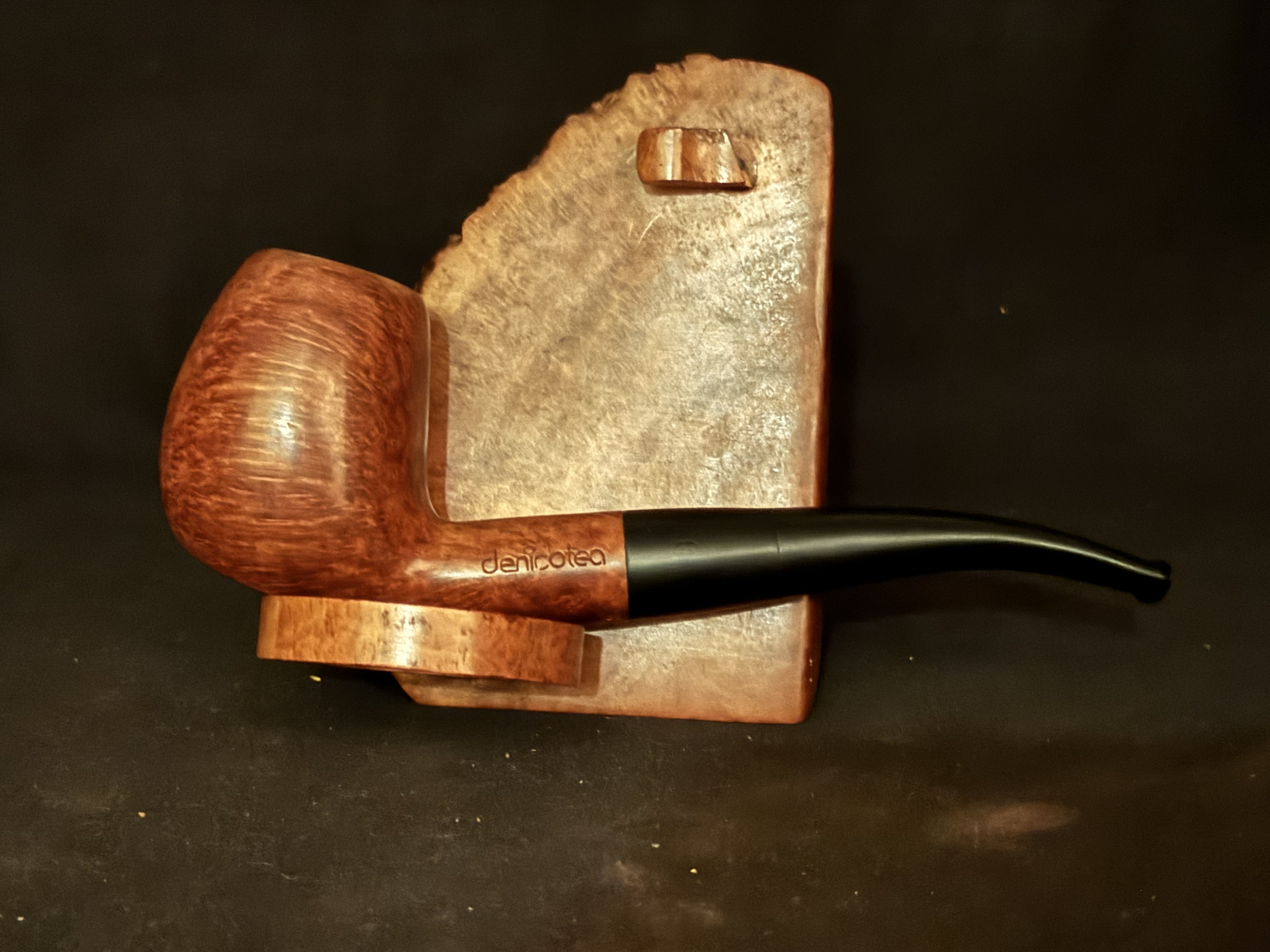 Denicotea 1018 Bent Brandy Sitter Smooth Briar Finish Vulcanite Fishtail Stem Estate Pipe 3