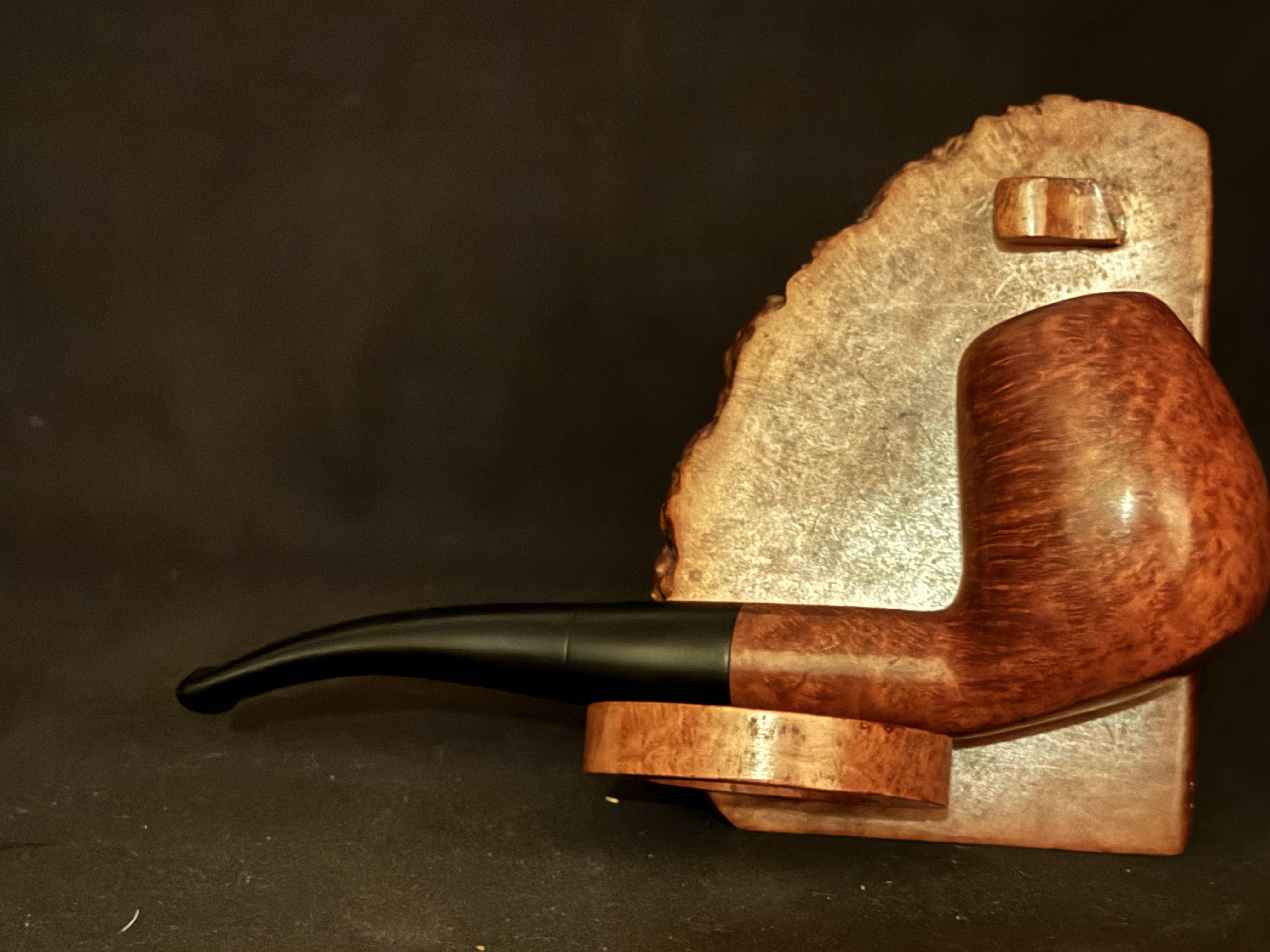 Denicotea 1018 Bent Brandy Sitter Smooth Briar Finish Vulcanite Fishtail Stem Estate Pipe 4