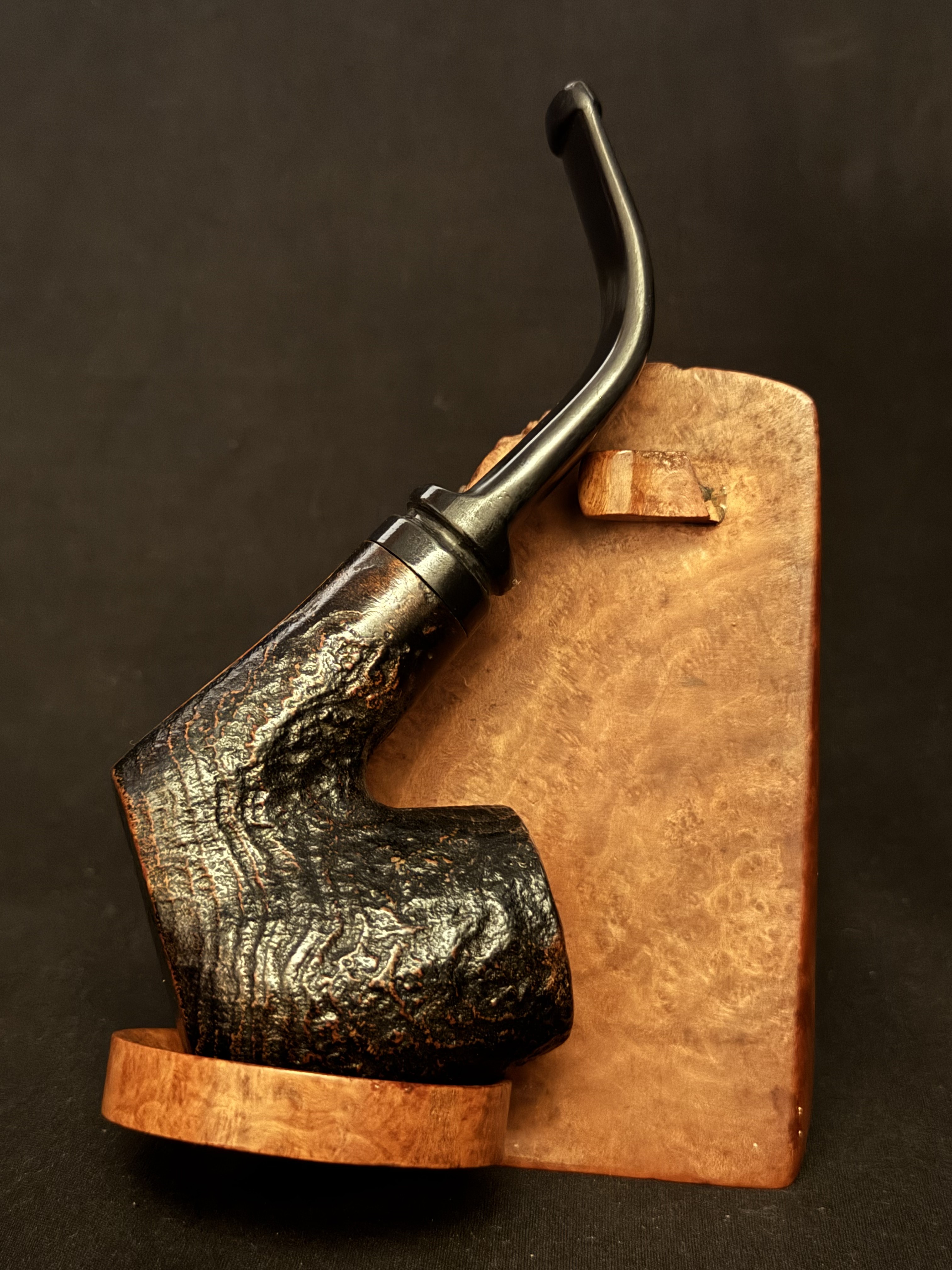 Denicotea Aldo Morelli Bent Billiard Sandblast Estate Pipe, Acrylic Stem 2