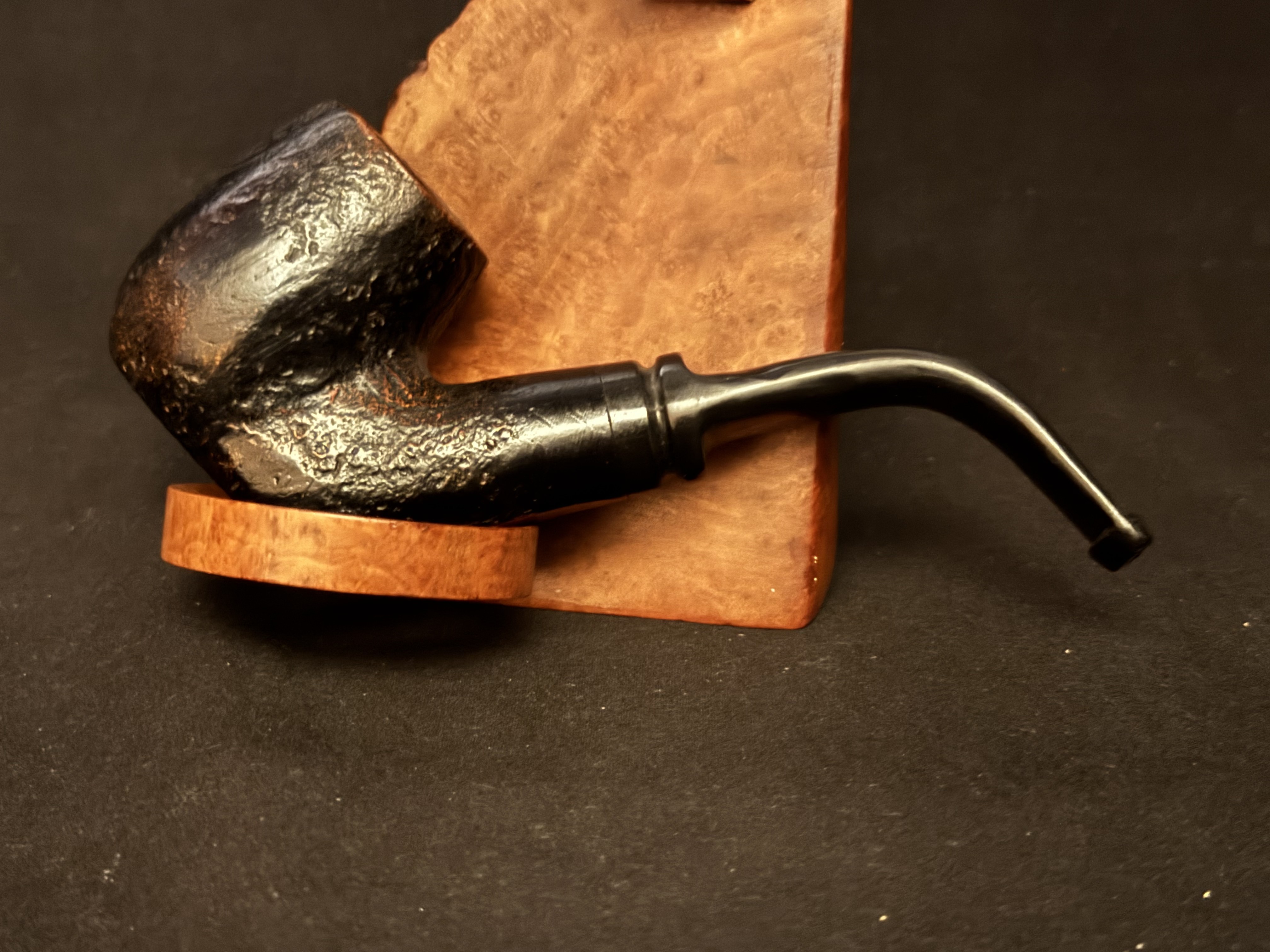 Denicotea Aldo Morelli Bent Billiard Sandblast Estate Pipe, Acrylic Stem 3