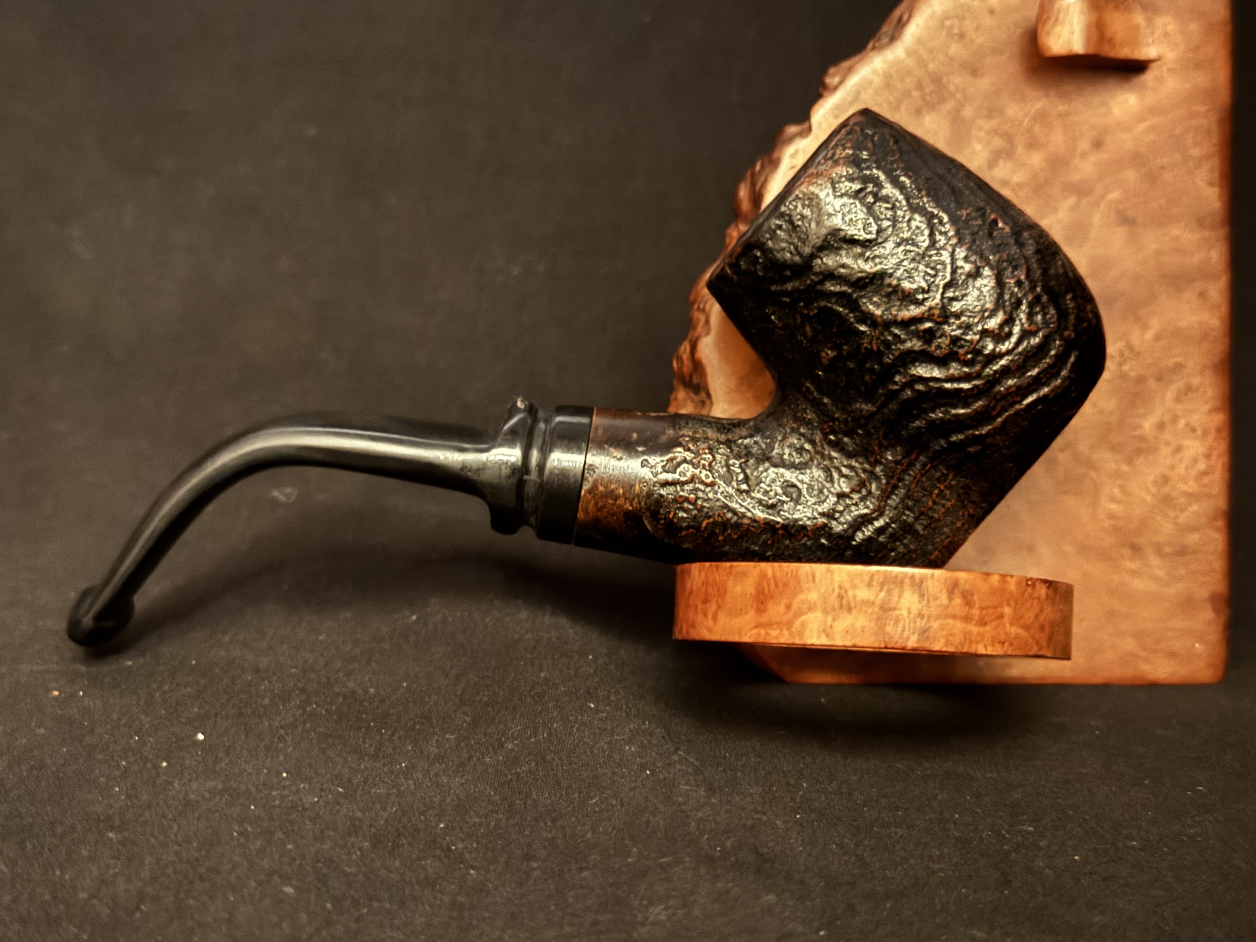 Denicotea Aldo Morelli Bent Billiard Sandblast Estate Pipe, Acrylic Stem 4